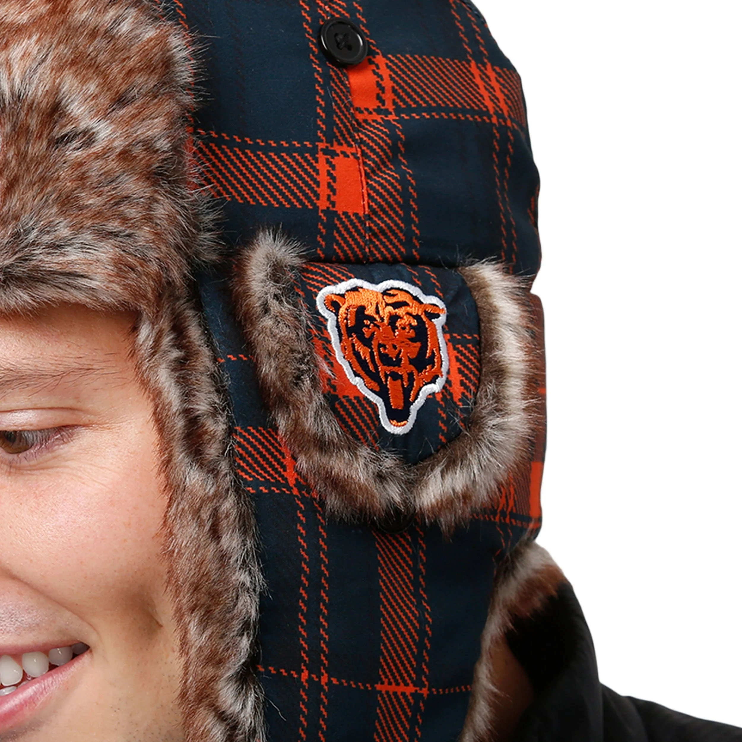 Chicago Bears NFL Wordmark Flannel Trapper Hat - Image 3