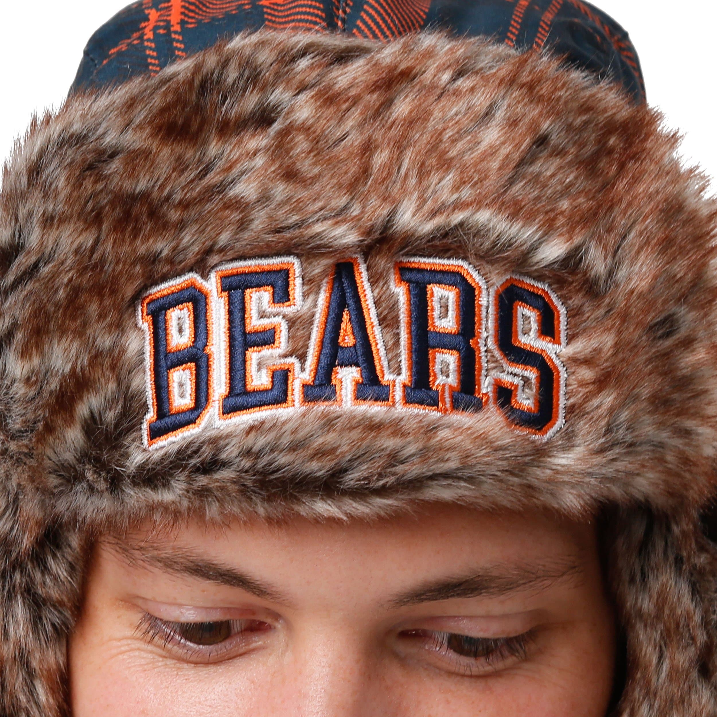 Chicago Bears NFL Wordmark Flannel Trapper Hat - Image 4