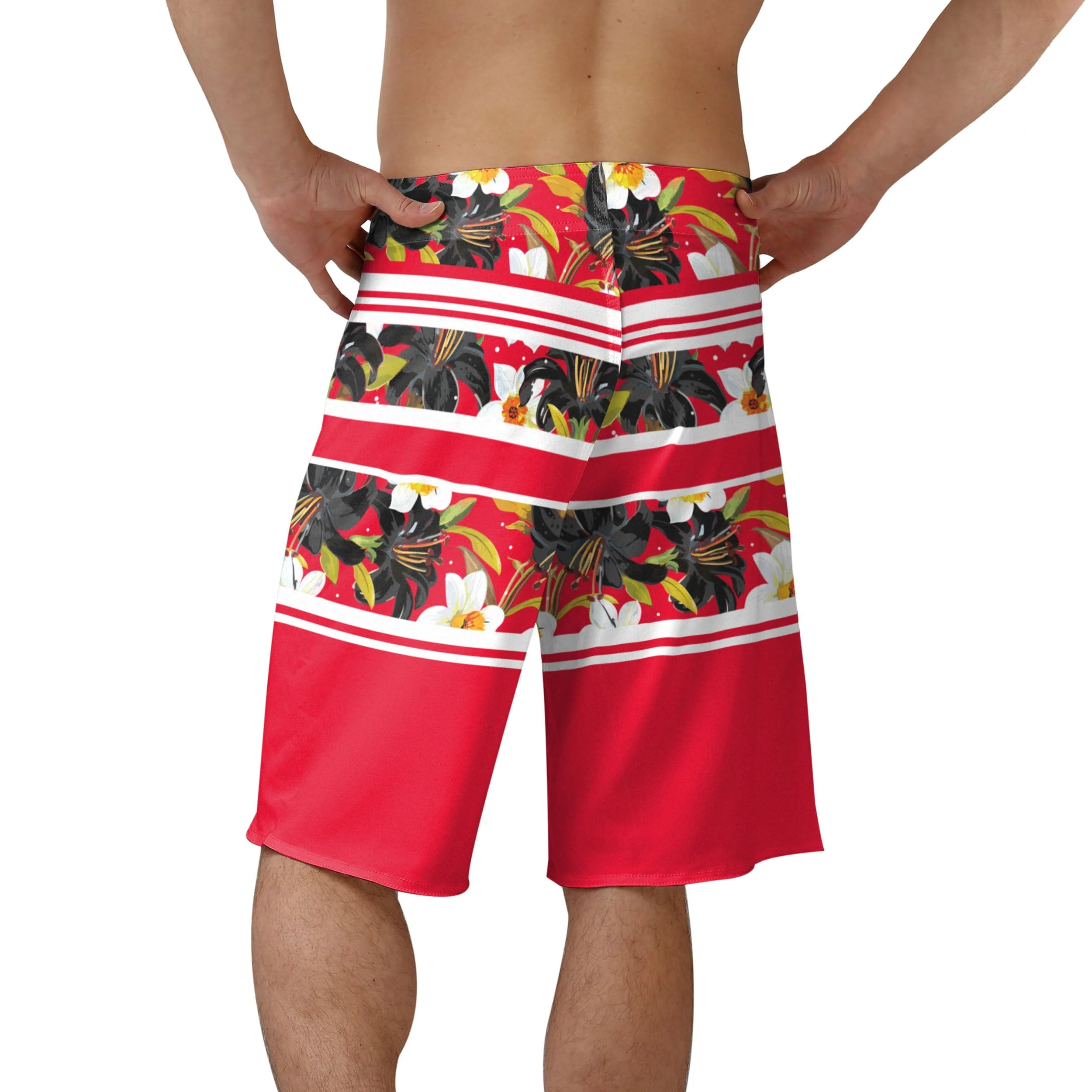 Chicago Blackhawks Mens NHL Floral Stripe Boardshorts - Image 3