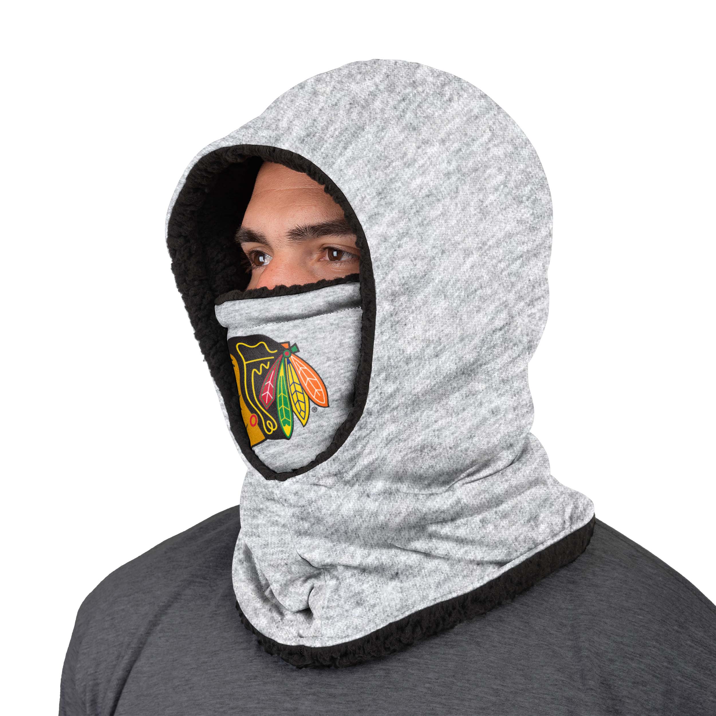Chicago Blackhawks NHL Heather Grey Big Logo Hooded Gaiter - Image 2