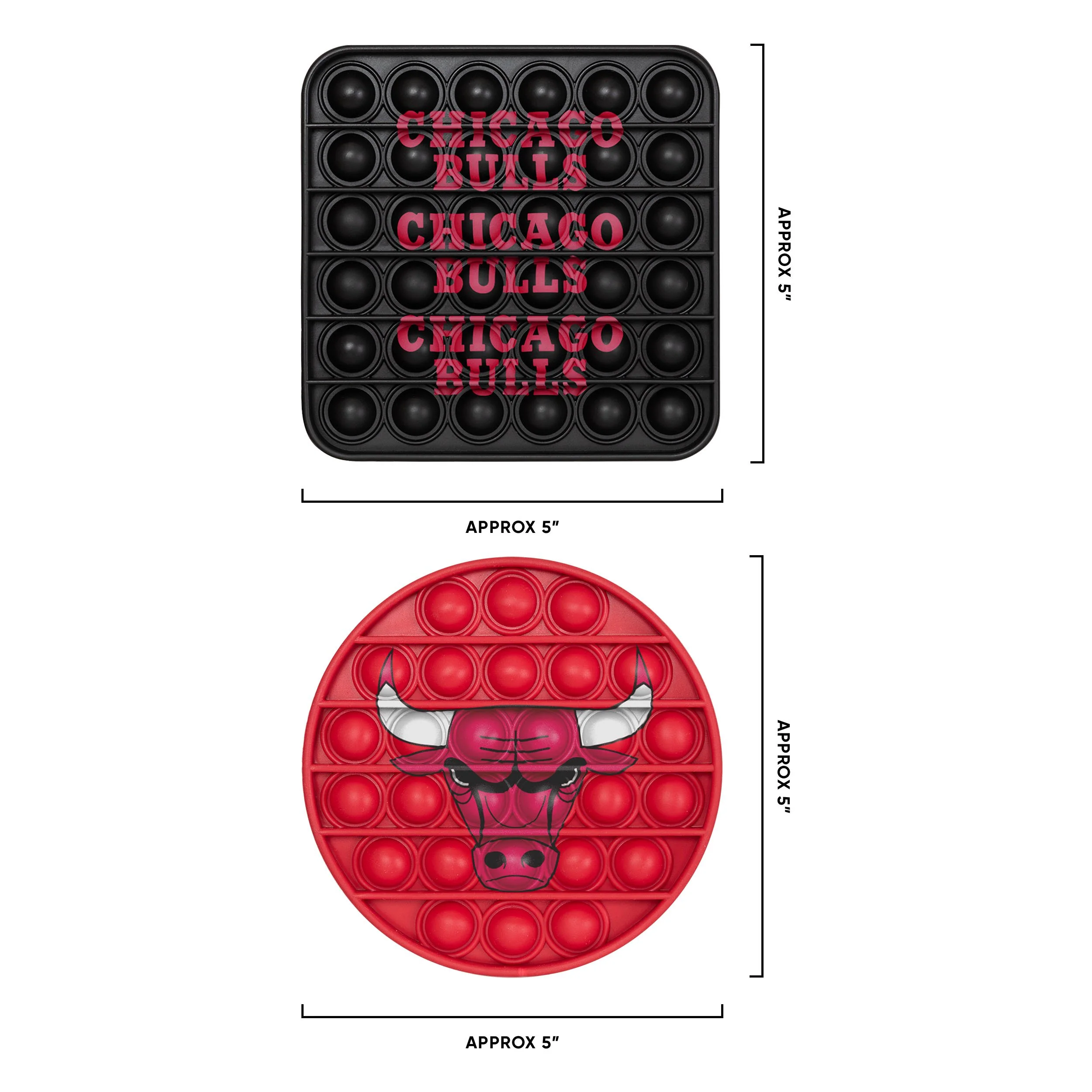 Chicago Bulls NBA 2 Pack Ball & Square Push-Itz Fidget - Image 2