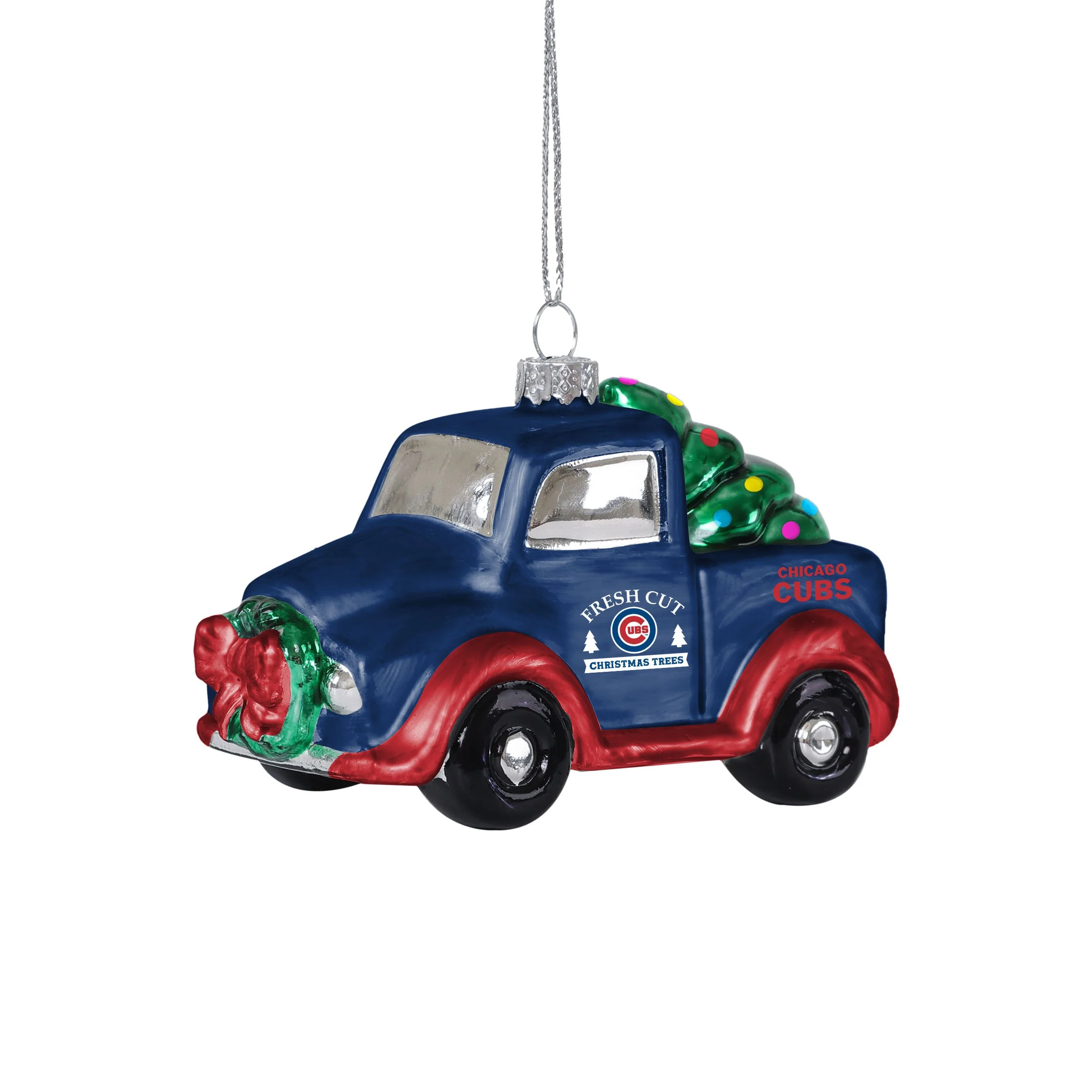 Chicago Cubs MLB Blown Glass Truck Ornament - Image 2