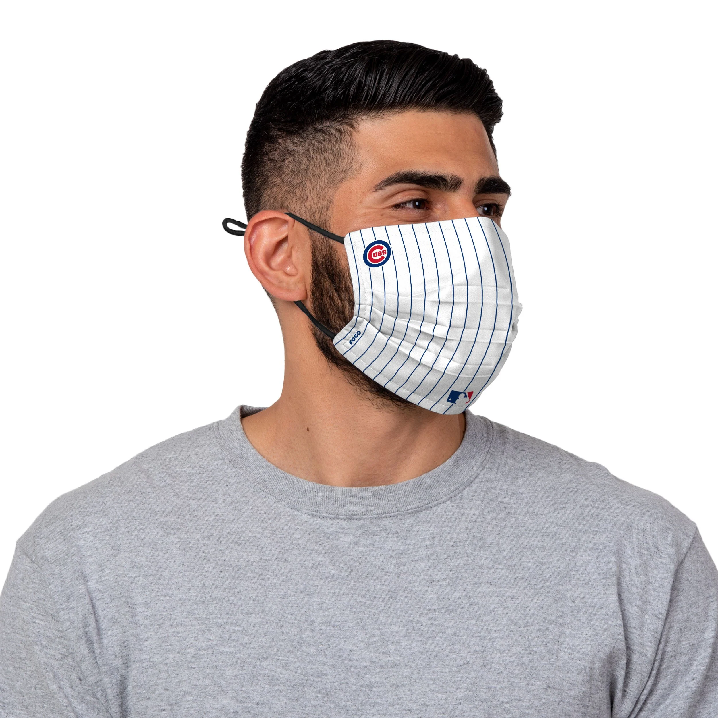 Chicago Cubs MLB Javier Baez On-Field Gameday Pinstripe Adjustable Face Cover - Image 2