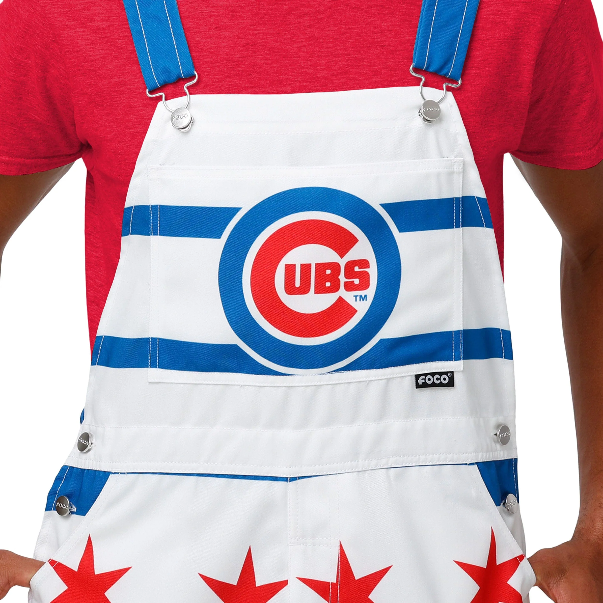 Chicago Cubs MLB Mens Flag Thematic Bib Overalls - Image 4