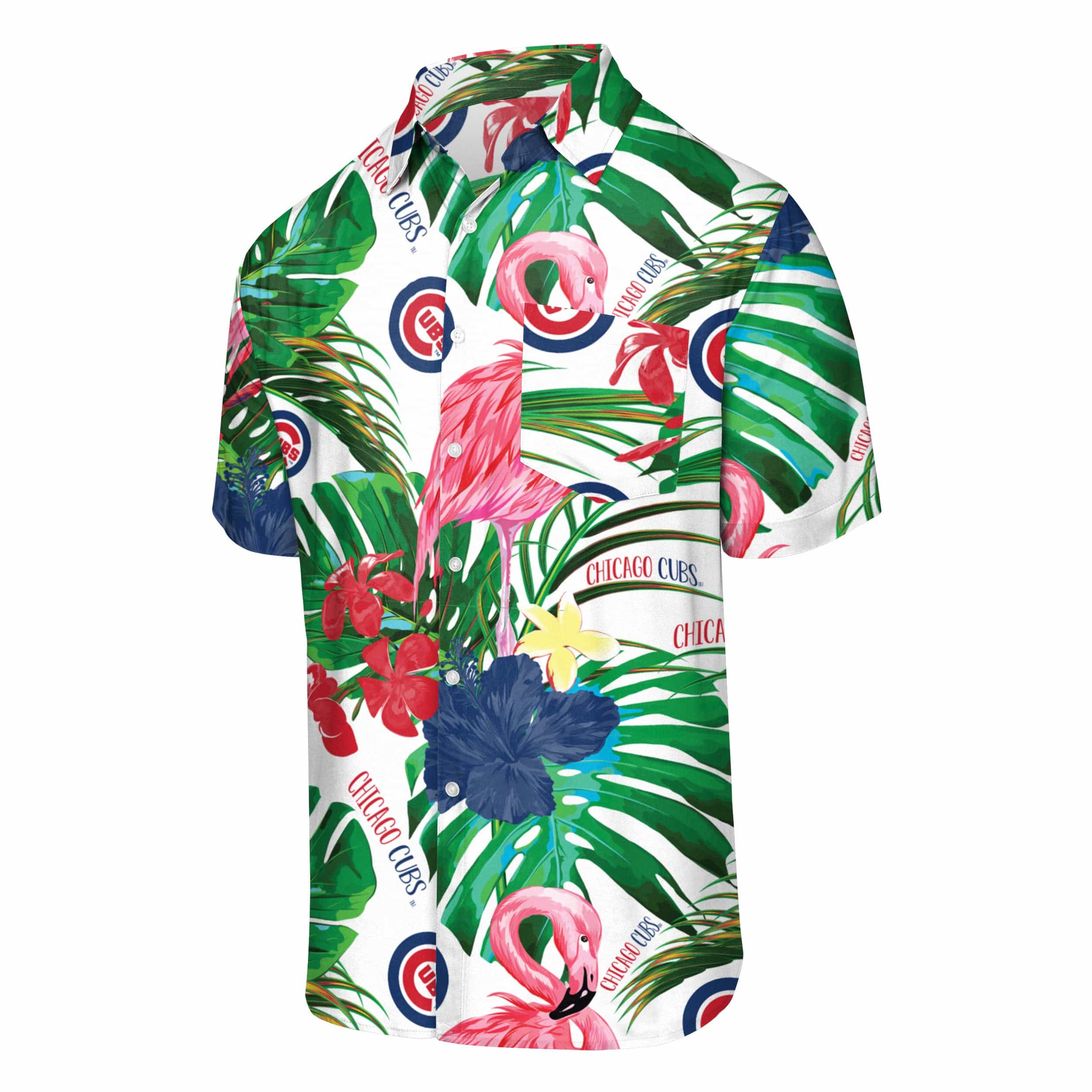 Chicago Cubs MLB Mens Flamingo Button Up Shirt - Image 4