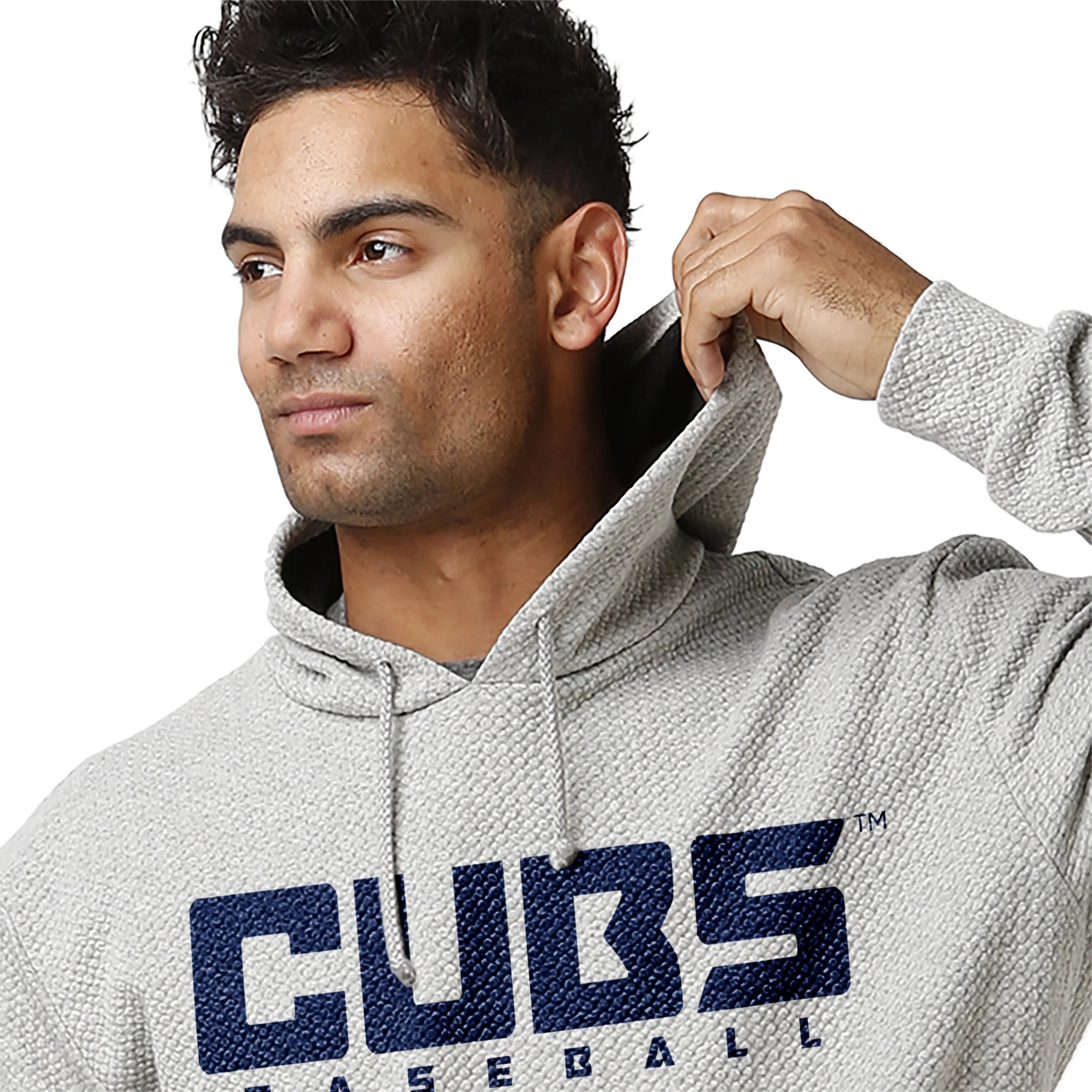 Chicago Cubs MLB Mens Gray Woven Hoodie - Image 5