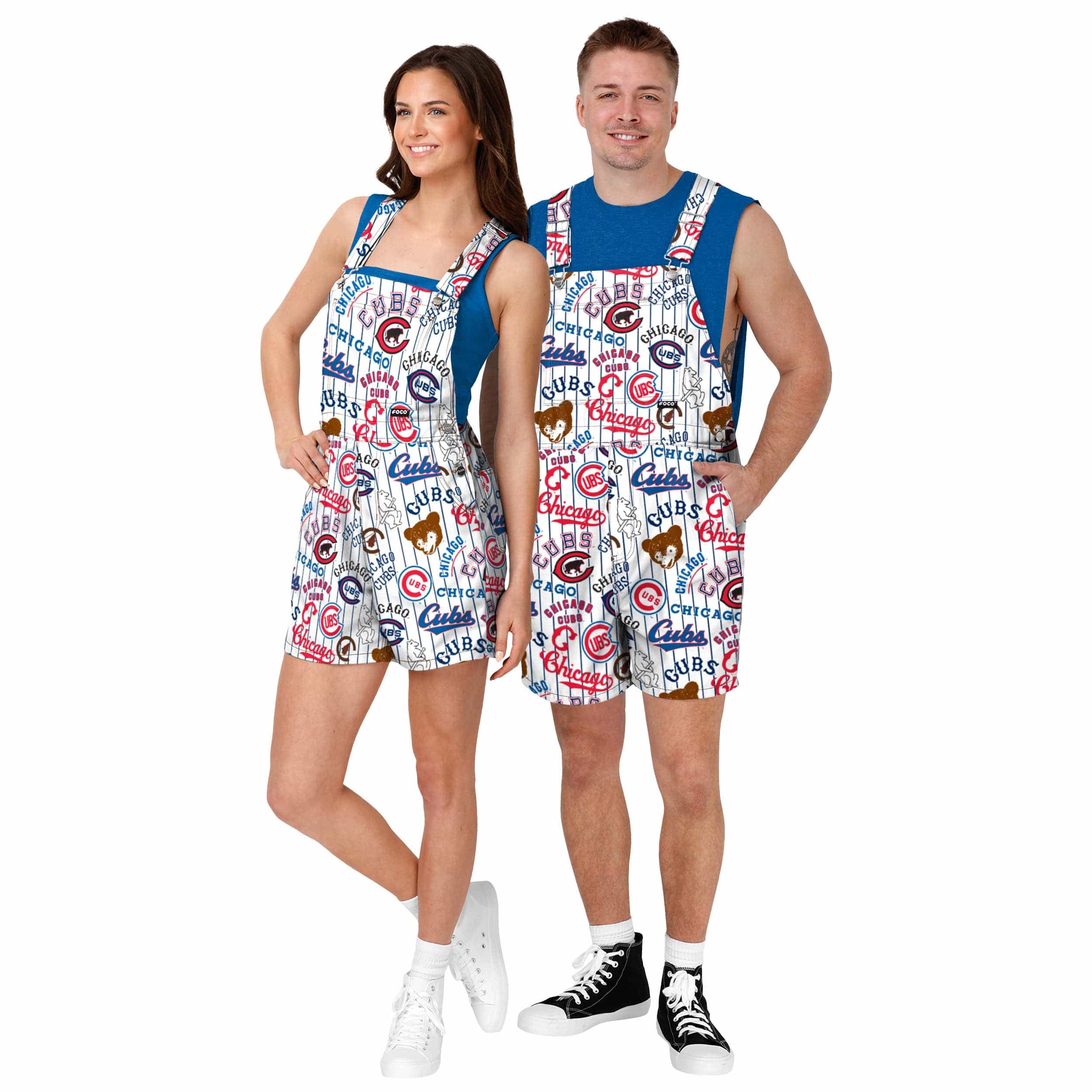 Chicago Cubs MLB Mens Historic Print Bib Shortalls - Image 3