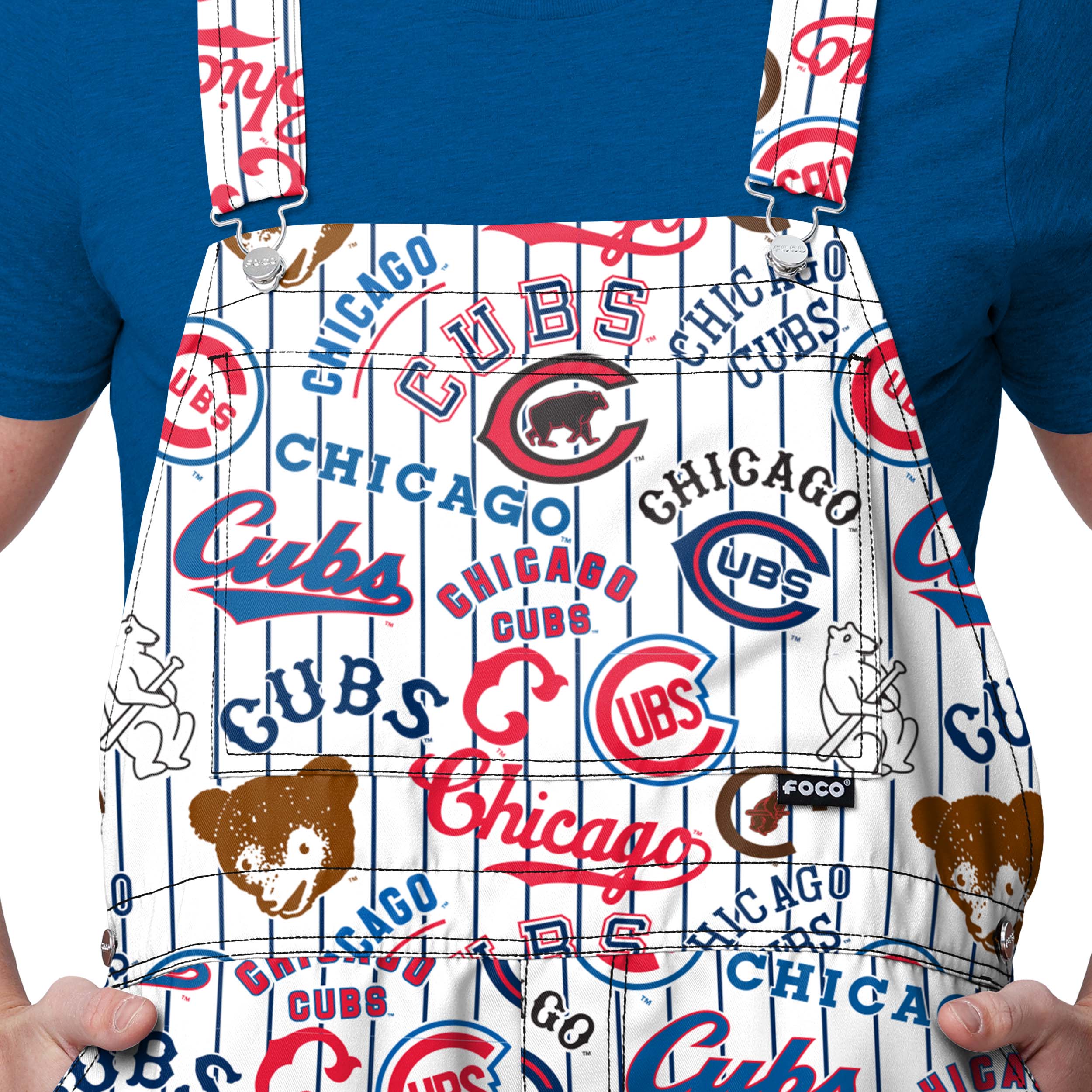 Chicago Cubs MLB Mens Historic Print Bib Shortalls - Image 4