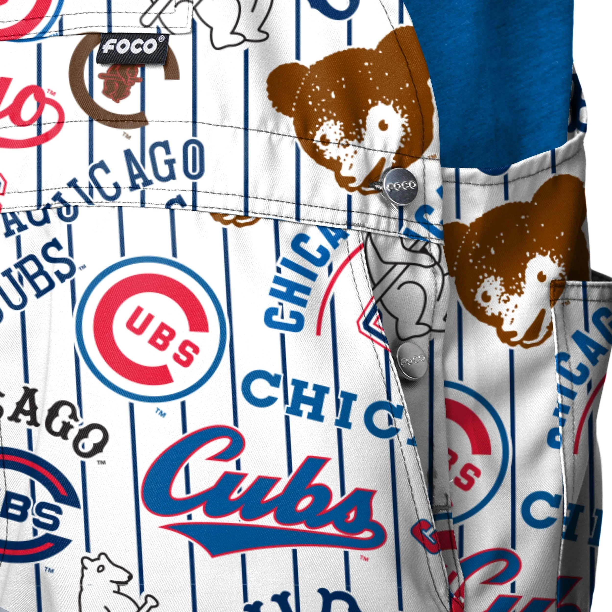 Chicago Cubs MLB Mens Historic Print Bib Shortalls - Image 5