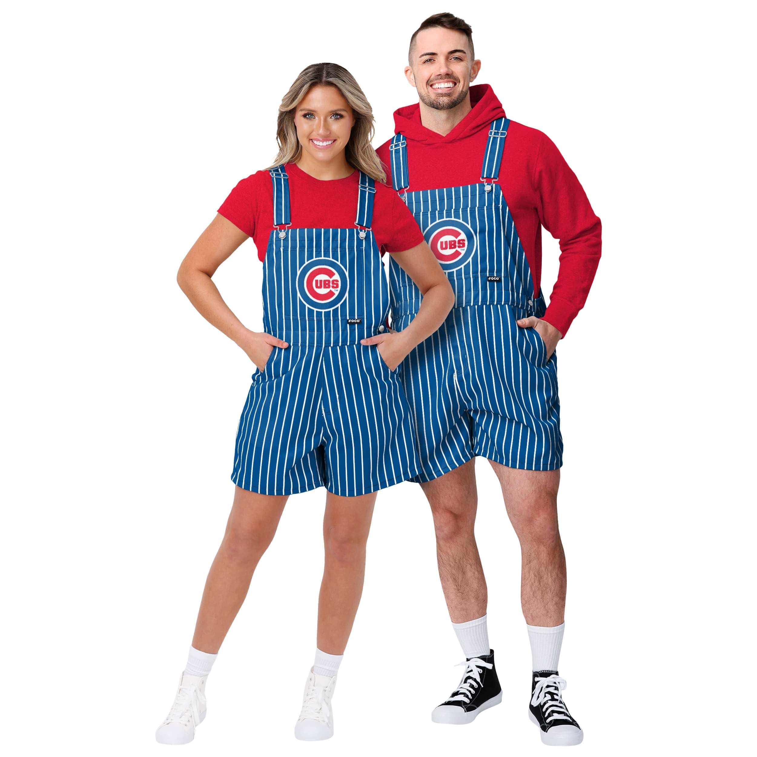 Chicago Cubs MLB Mens Pinstripe Bib Shortalls - Image 3