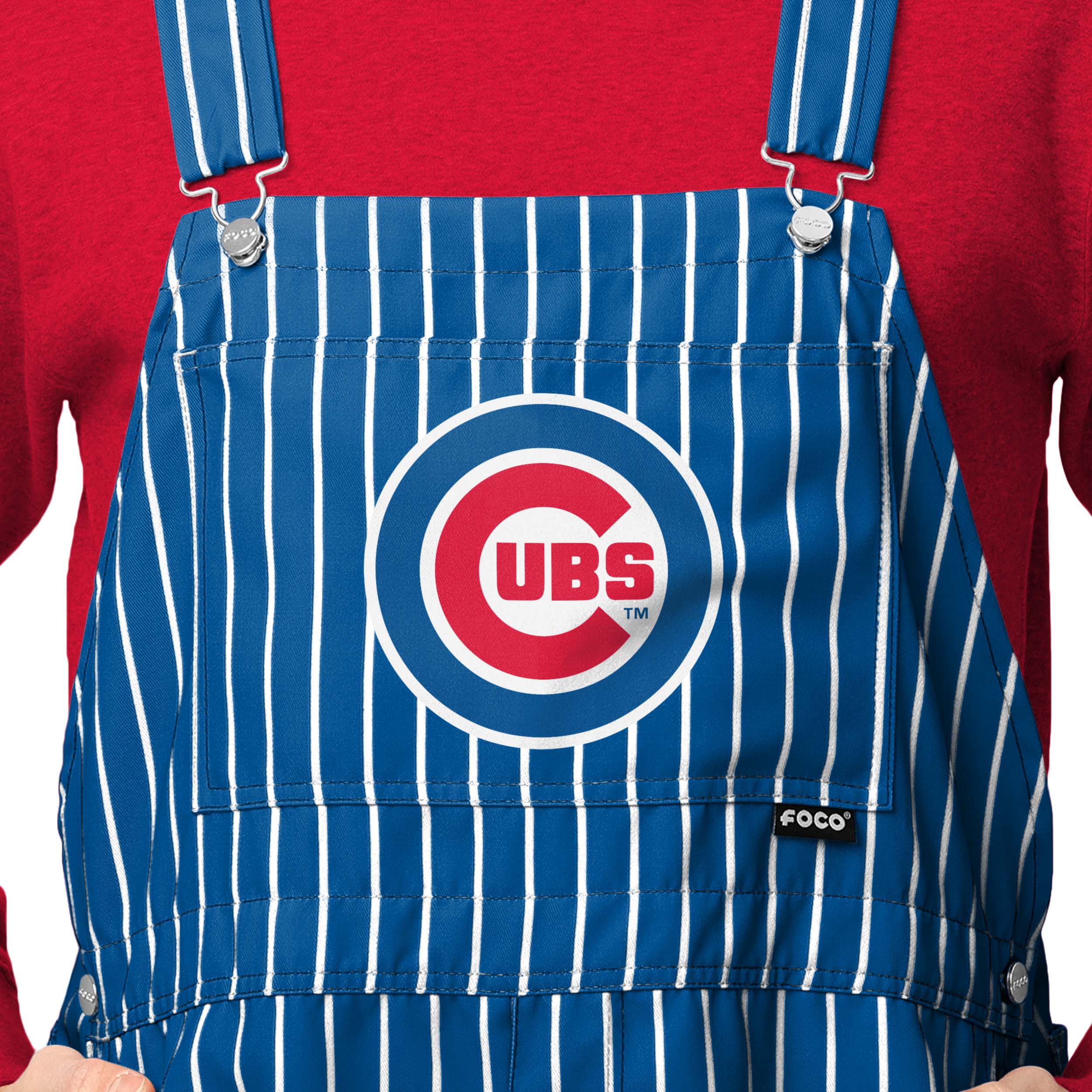 Chicago Cubs MLB Mens Pinstripe Bib Shortalls - Image 4