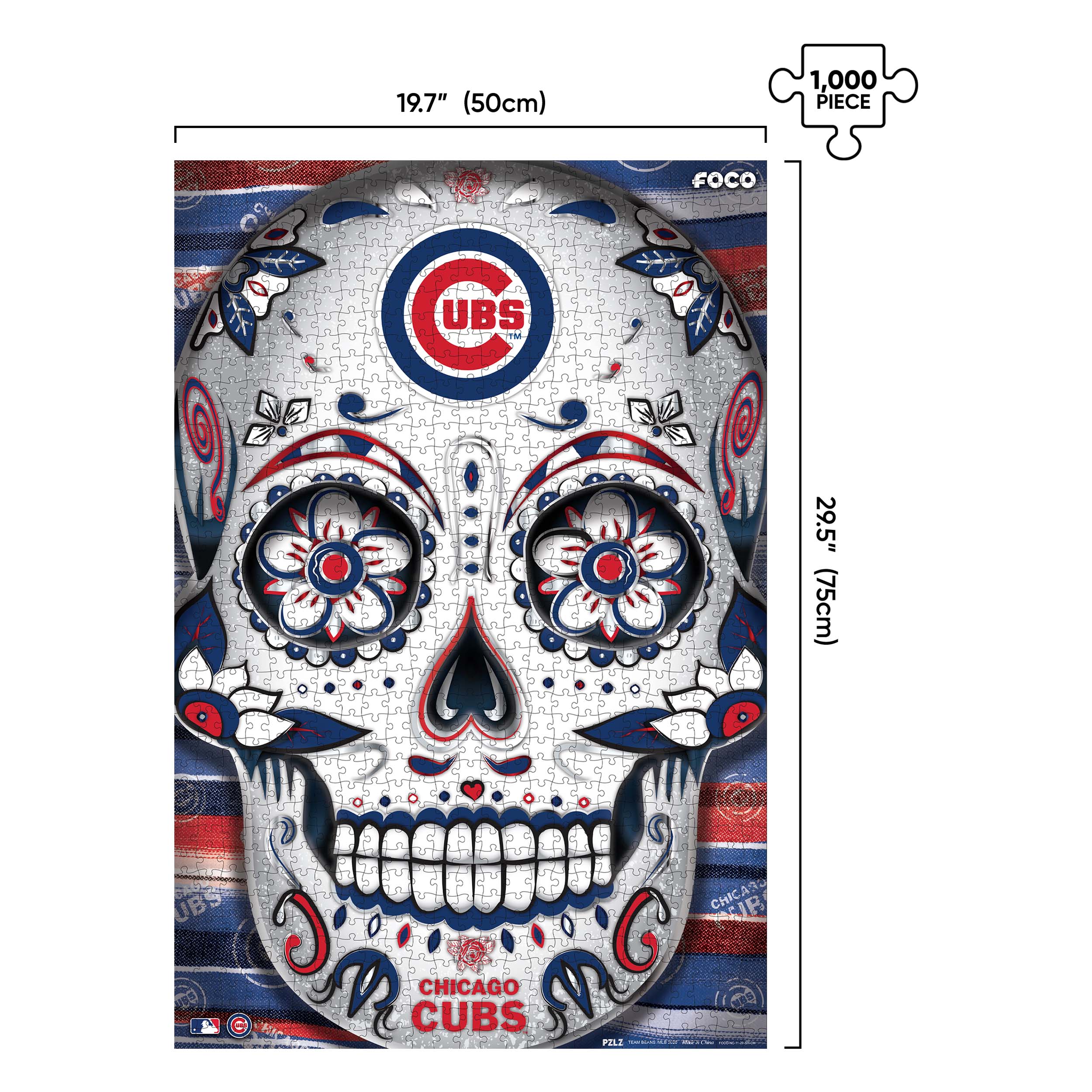 Chicago Cubs MLB Sugar Skull 1000 Piece Jigsaw Puzzle PZLZ - Image 2