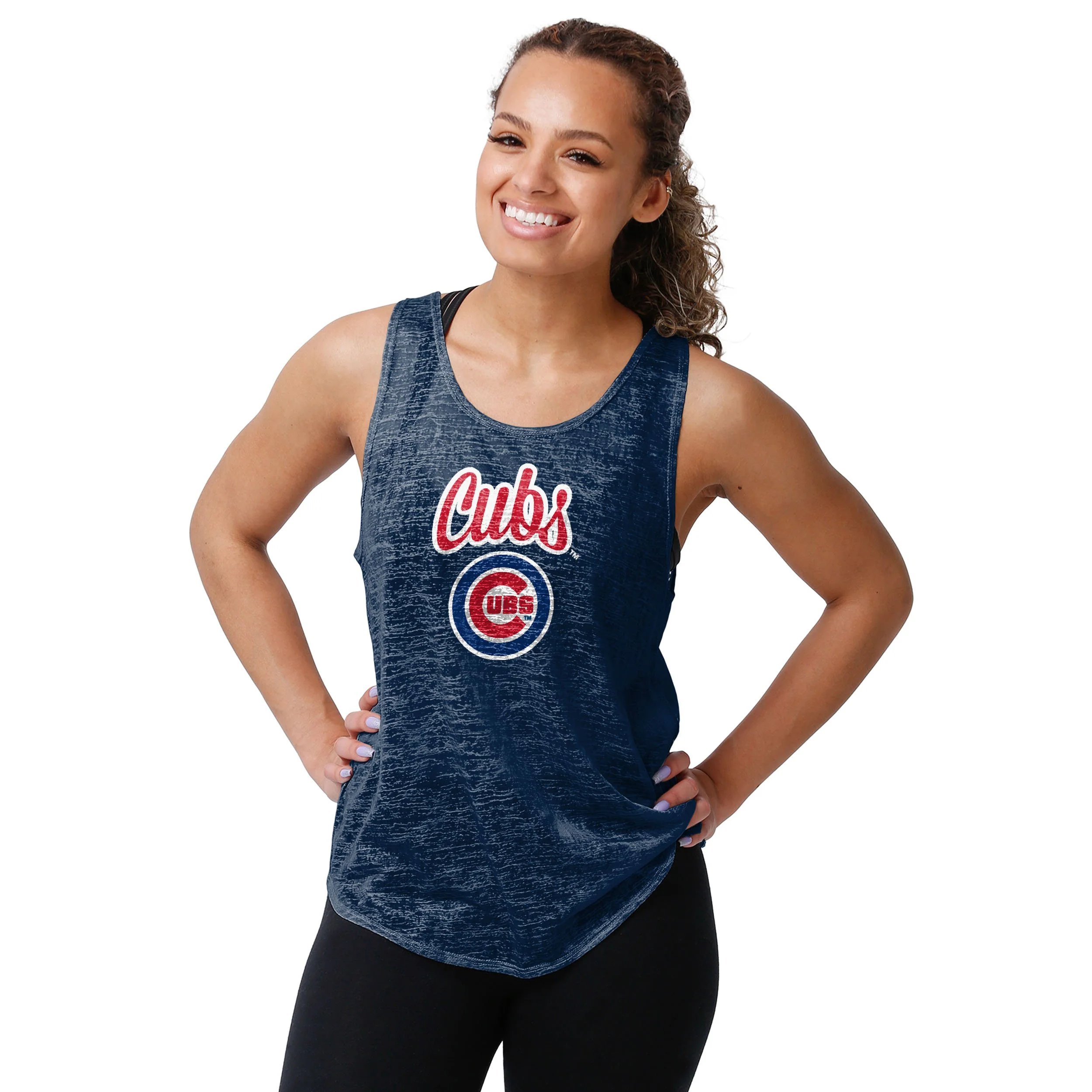 Chicago Cubs MLB Womens Burn Out Sleeveless Top - Image 2