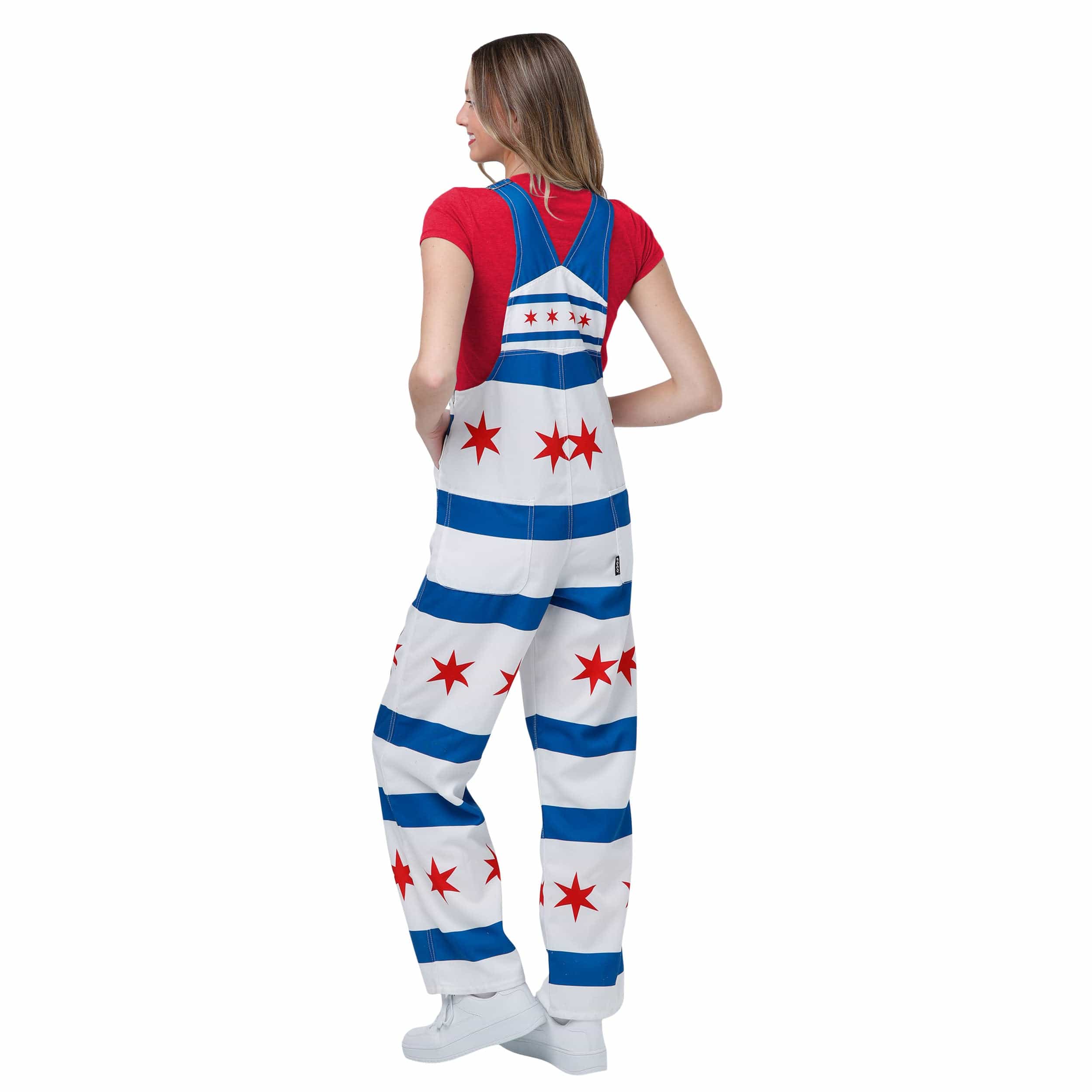 Chicago Cubs MLB Womens Flag Thematic Bib Overalls - Image 2
