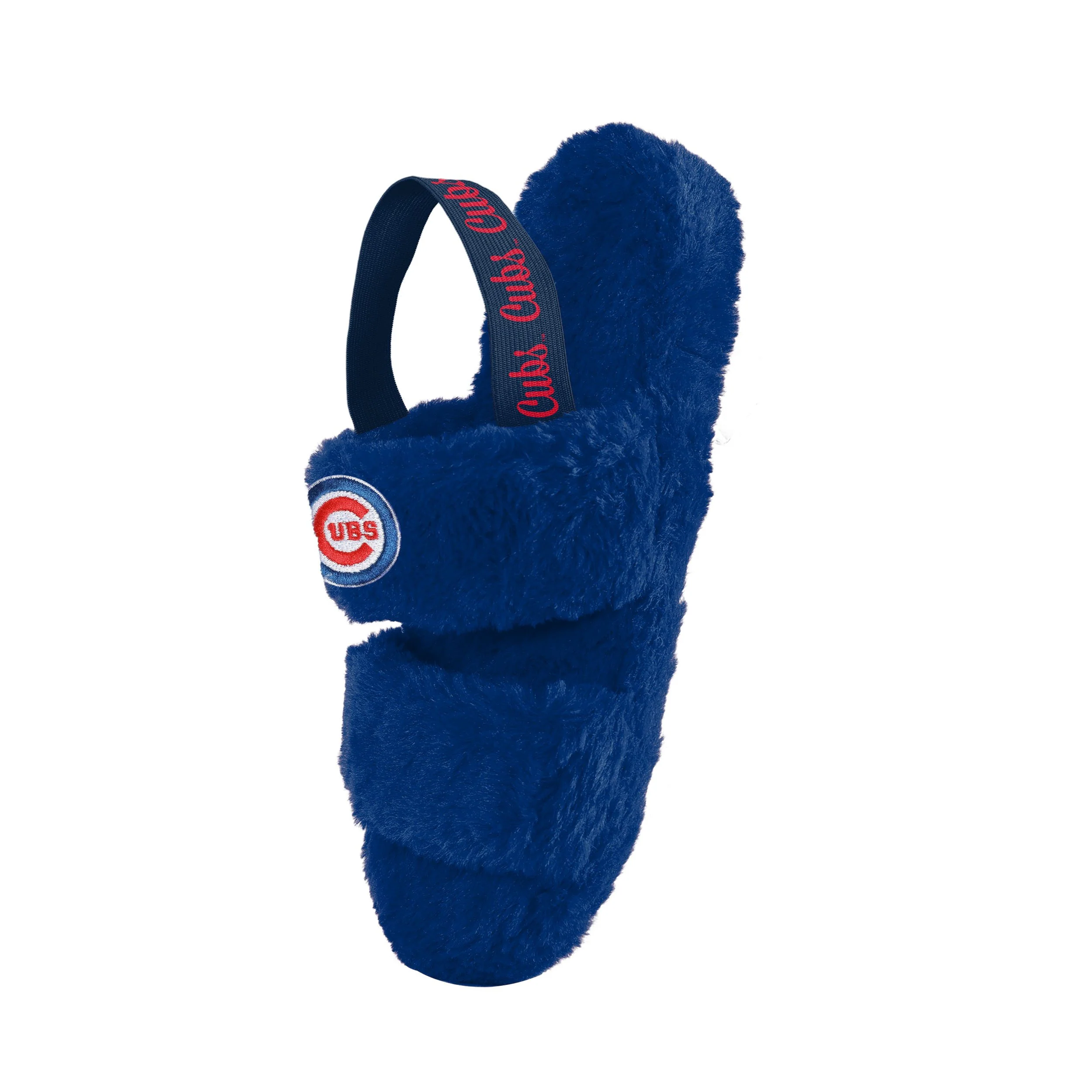 Chicago Cubs MLB Womens Heel Strap Wordmark Fur Slide - Image 3