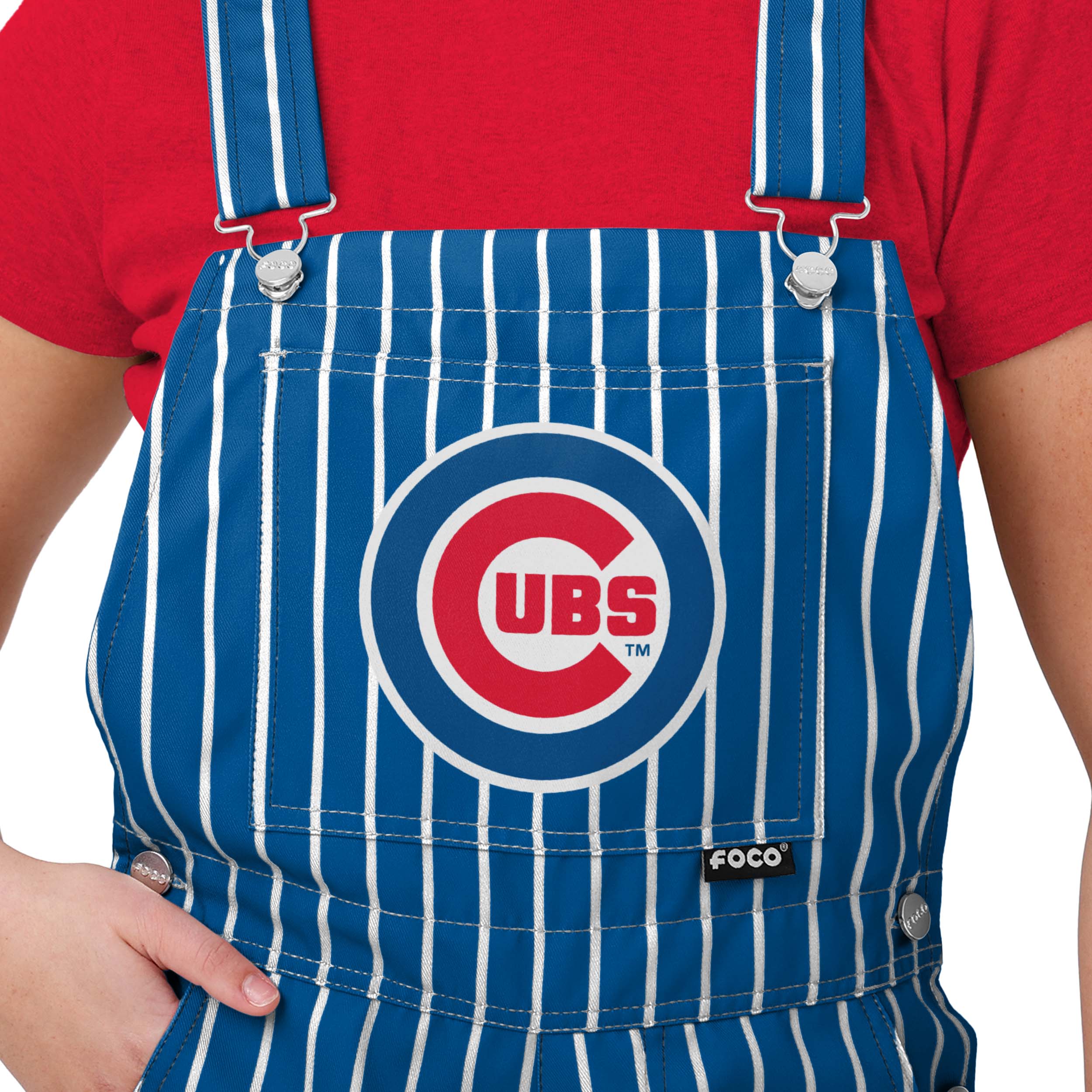 Chicago Cubs MLB Womens Pinstripe Bib Shortalls - Image 4