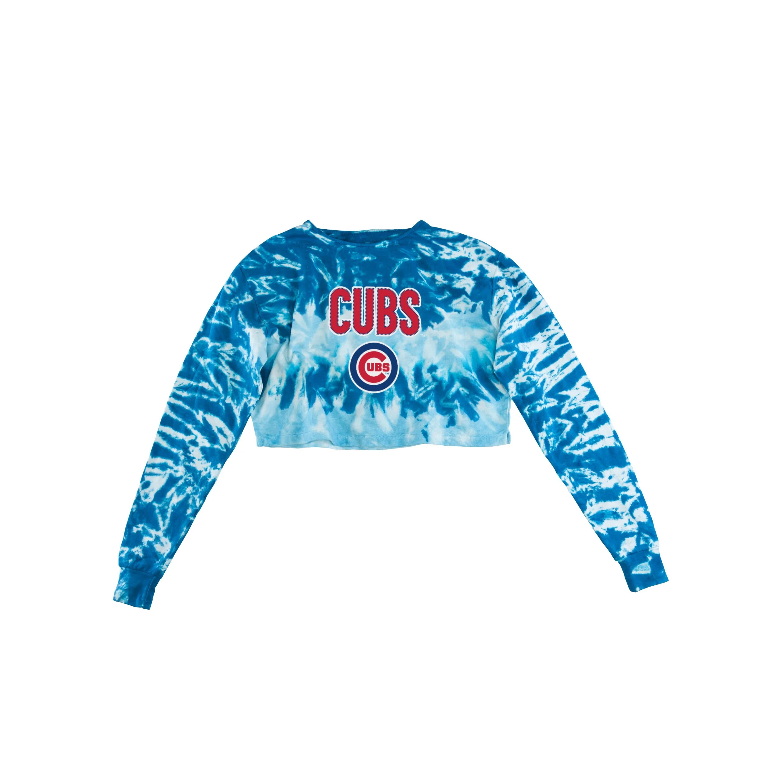 Chicago Cubs MLB Womens Tie-Dye Rush Cropped Sweater - Image 3