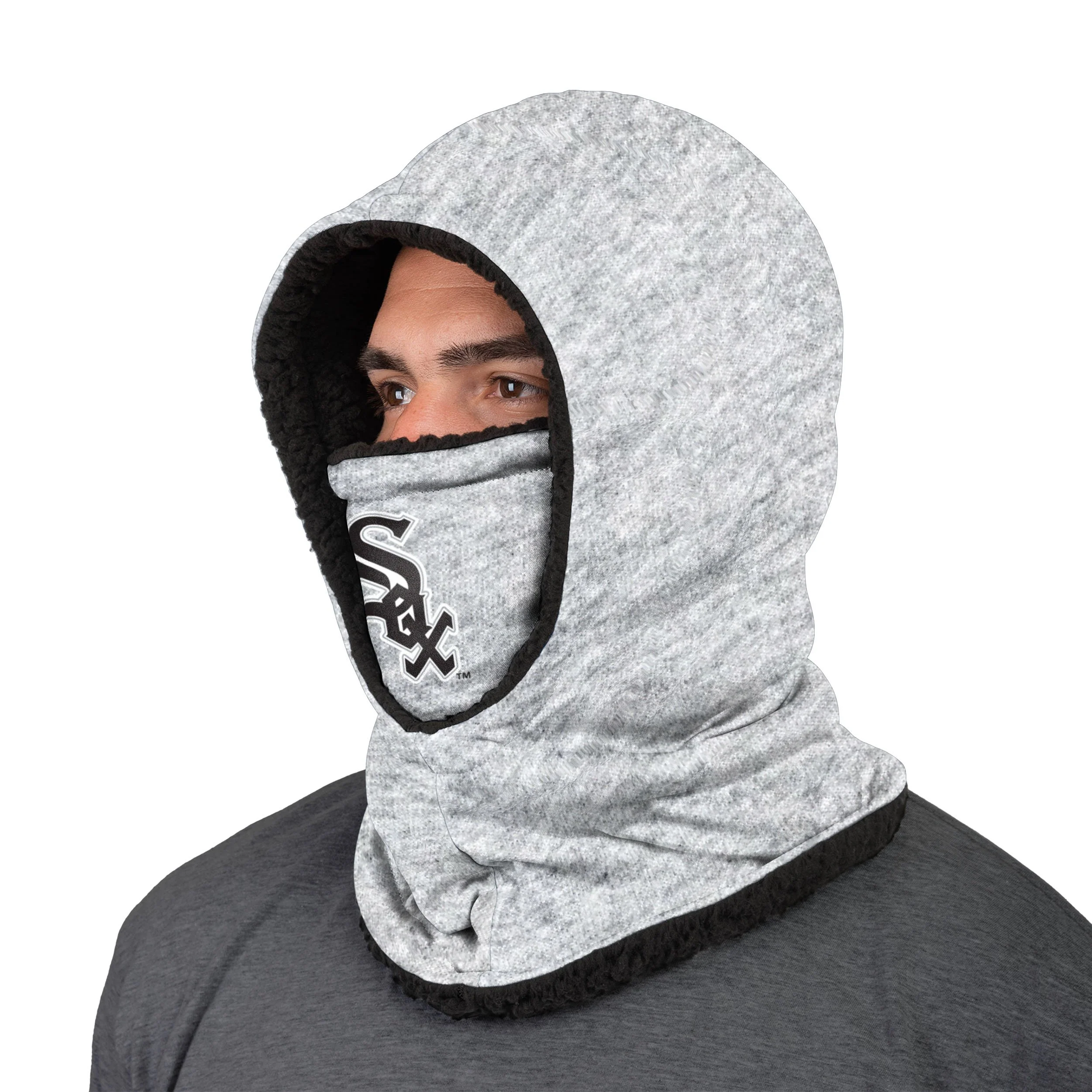 Chicago White Sox MLB Heather Grey Big Logo Hooded Gaiter - Image 2