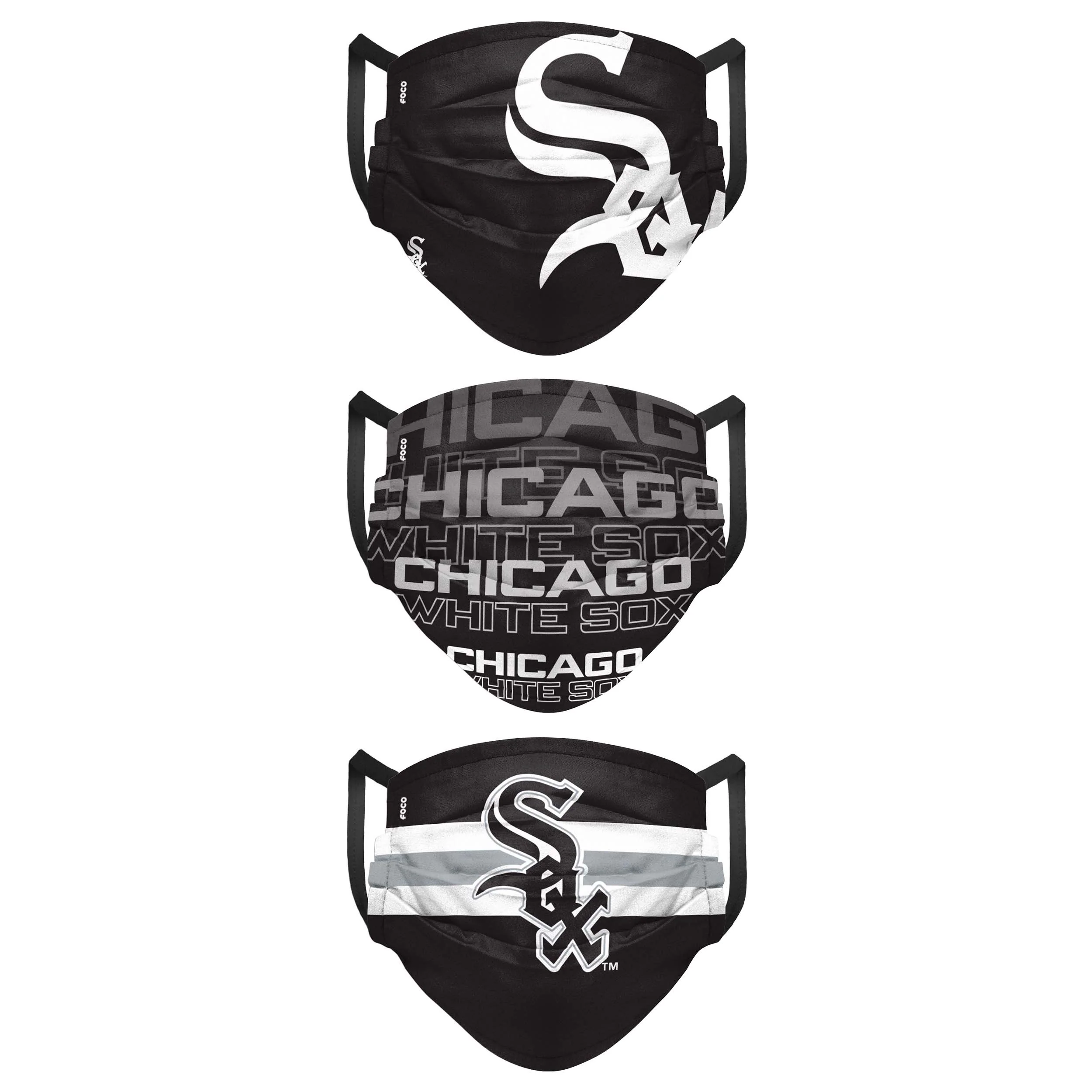 Chicago White Sox MLB Mens Matchday 3 Pack Face Cover - Image 2