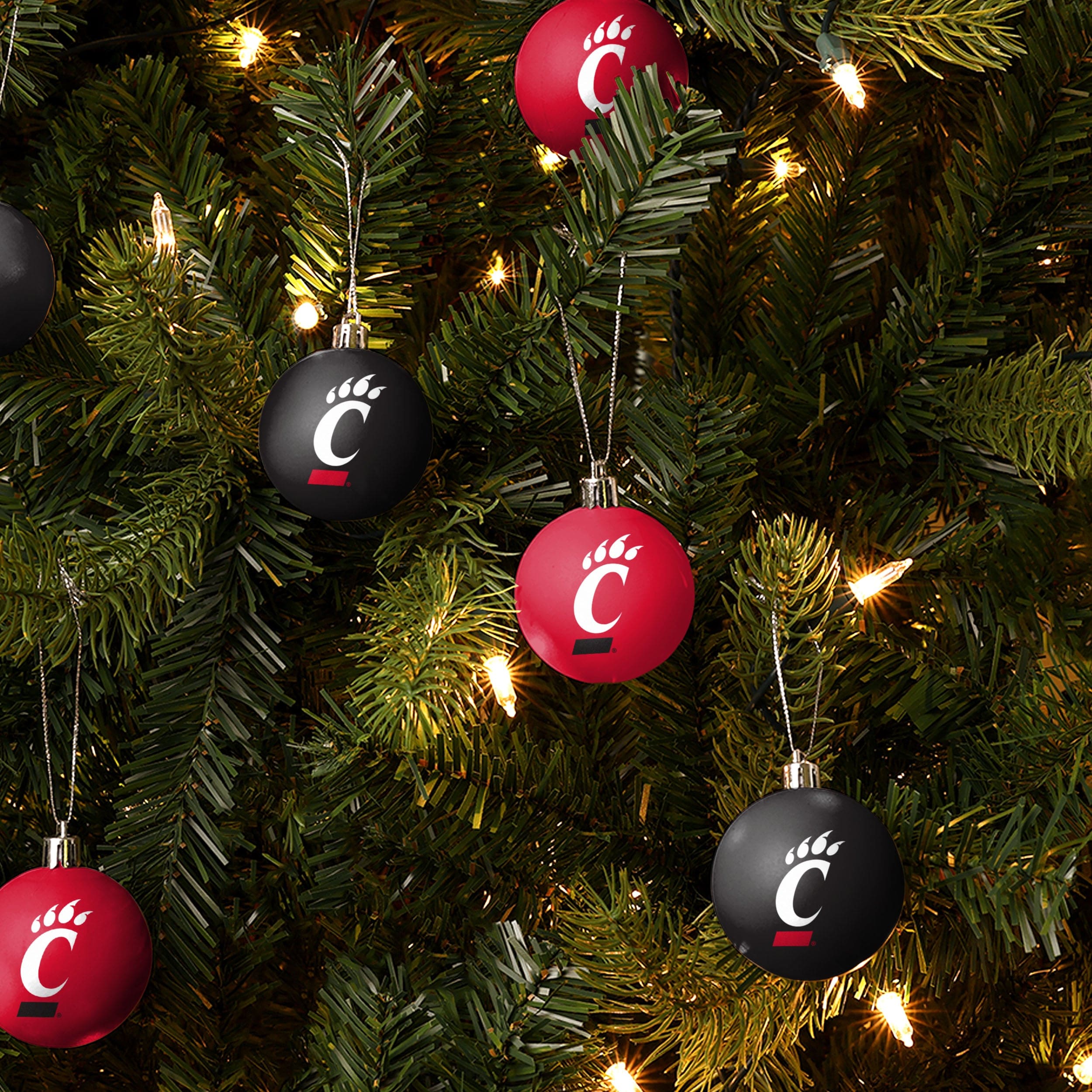 Cincinnati Bearcats NCAA 12 Pack Plastic Ball Ornament Set - Image 2