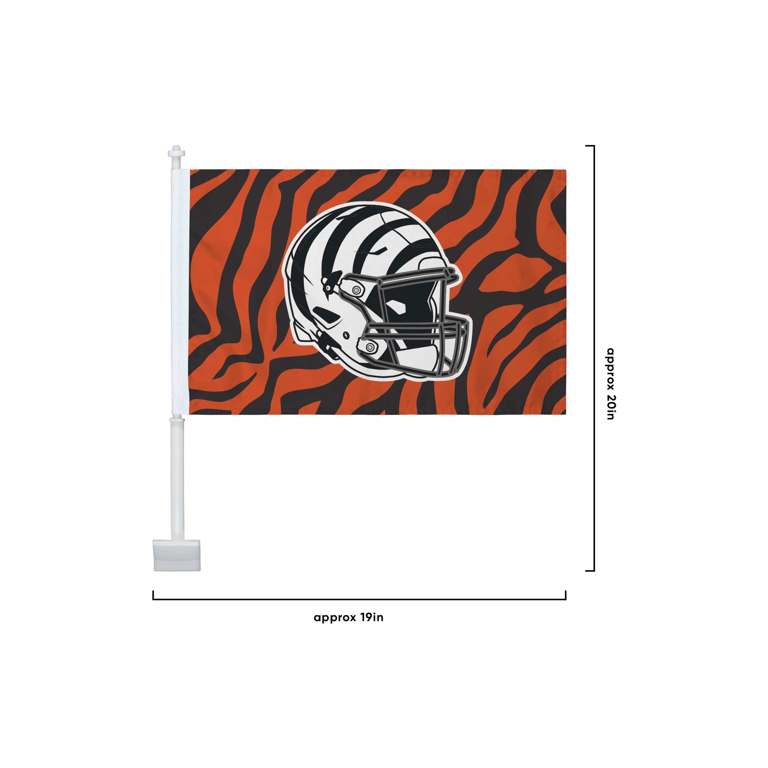 Cincinnati Bengals NFL 2 Pack White Stripe Car Flag - Image 3