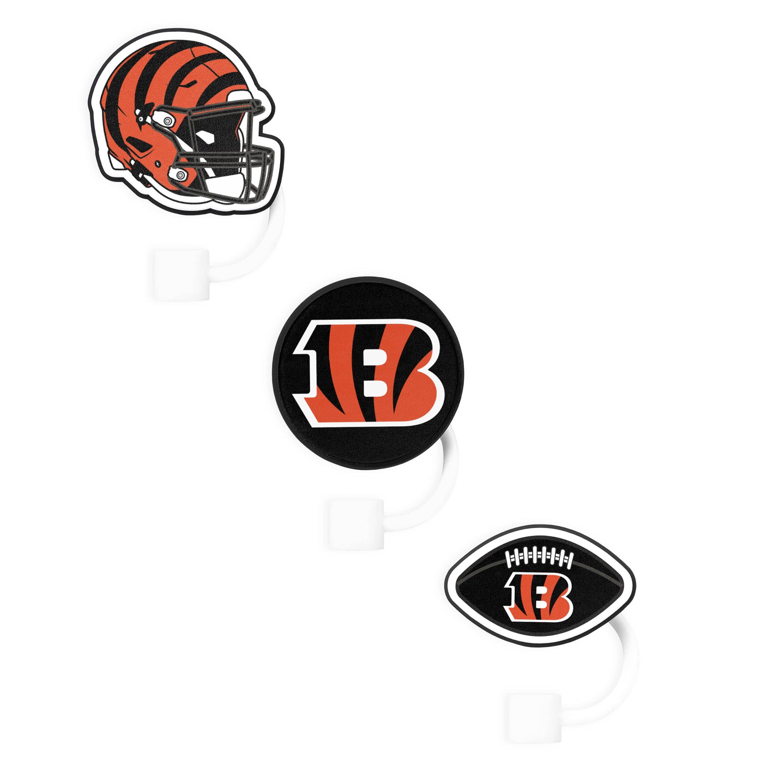 Cincinnati Bengals NFL 3 Pack Primary Logo Straw Toppers - Image 3