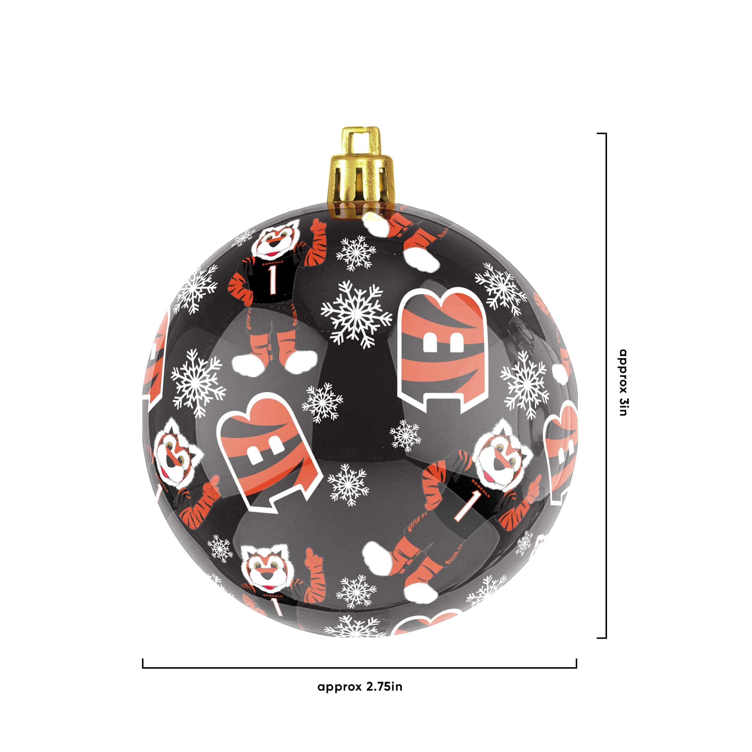 Cincinnati Bengals NFL 4 Pack Ball Mascot Ornament Set - Image 3