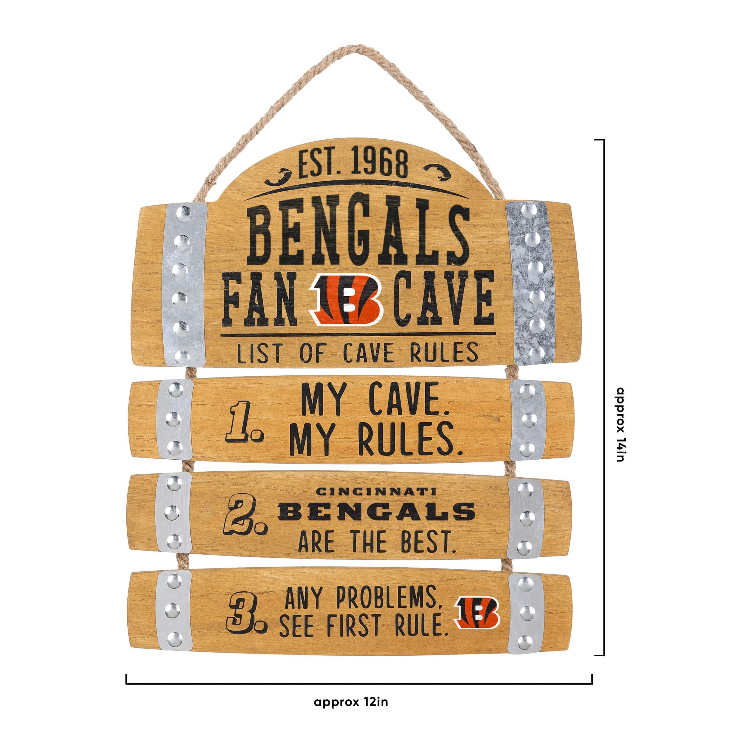 Cincinnati Bengals NFL Barrel Slat Mancave Sign - Image 3