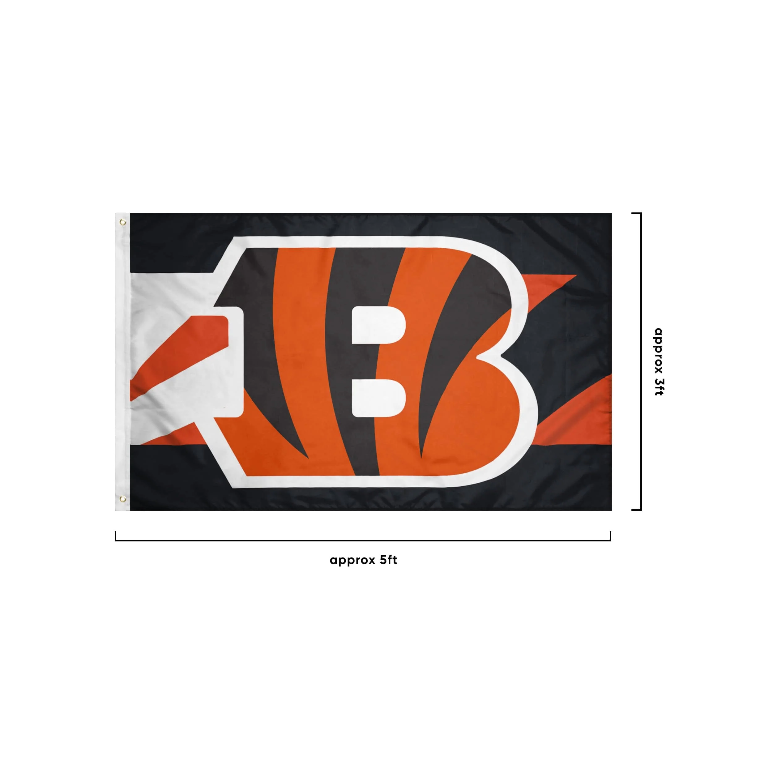 Cincinnati Bengals NFL Big Logo Team Stripe Horizontal Flag - Image 3
