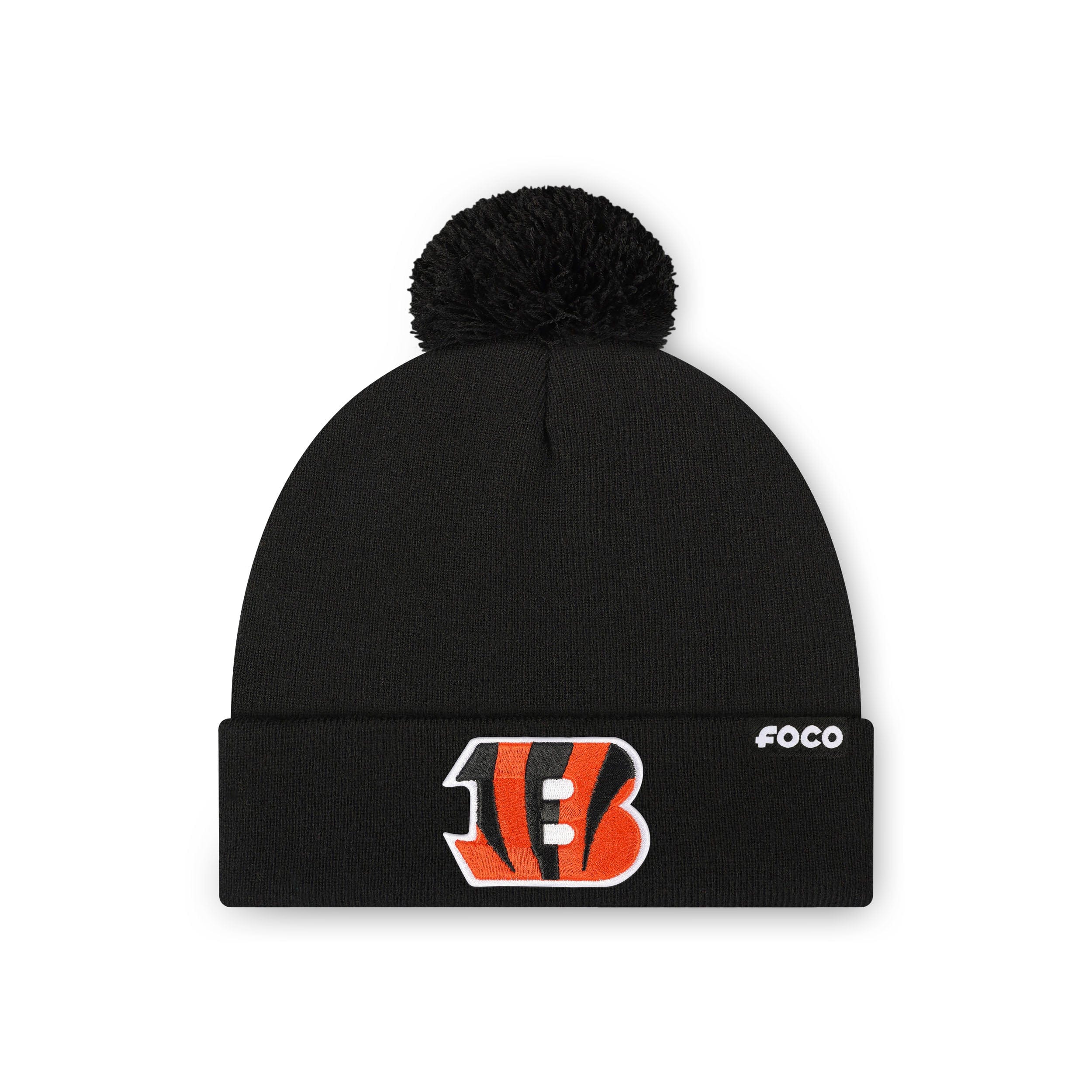 Cincinnati Bengals NFL Black Basic Primary Logo Pom Beanie