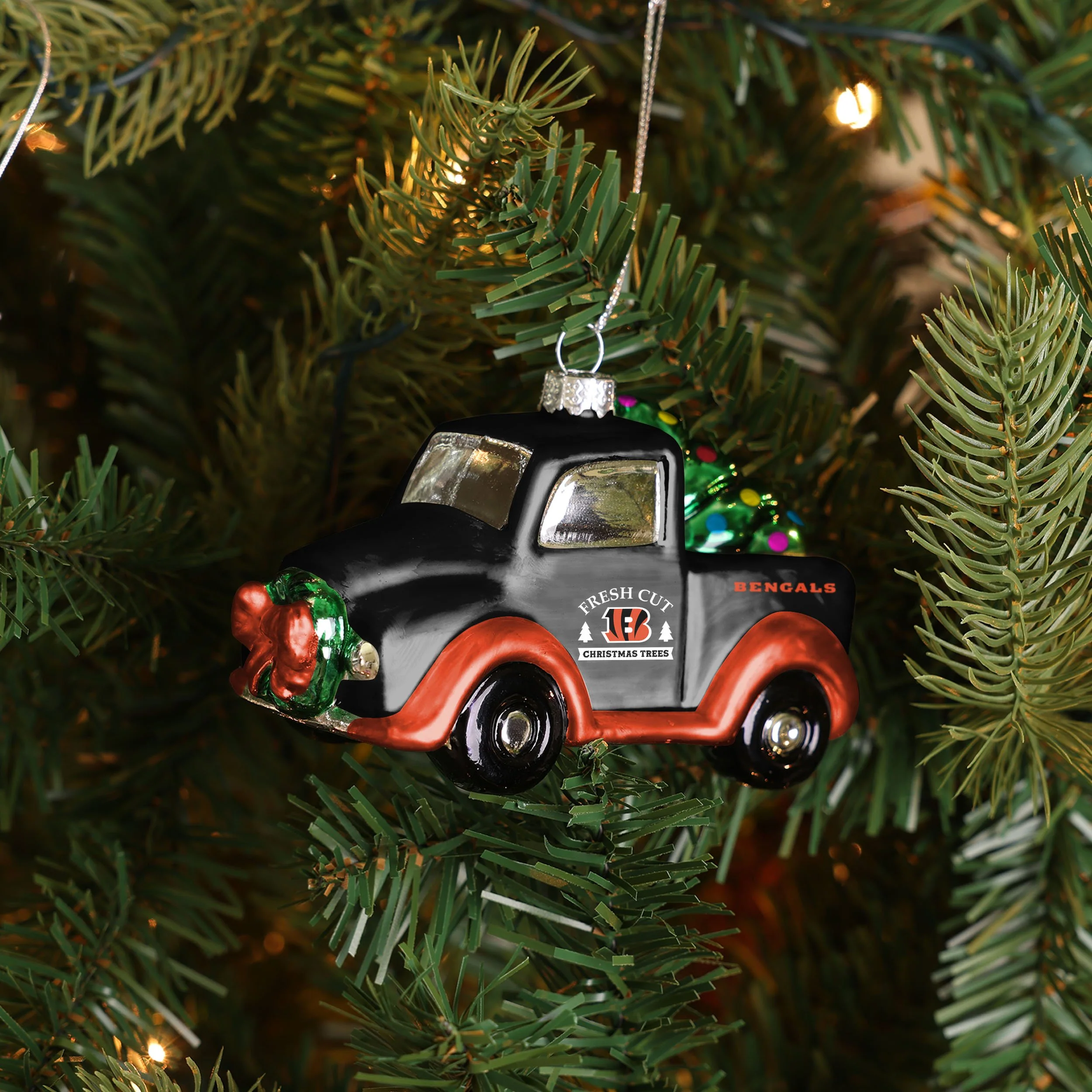 Cincinnati Bengals NFL Blown Glass Truck Ornament - Image 3