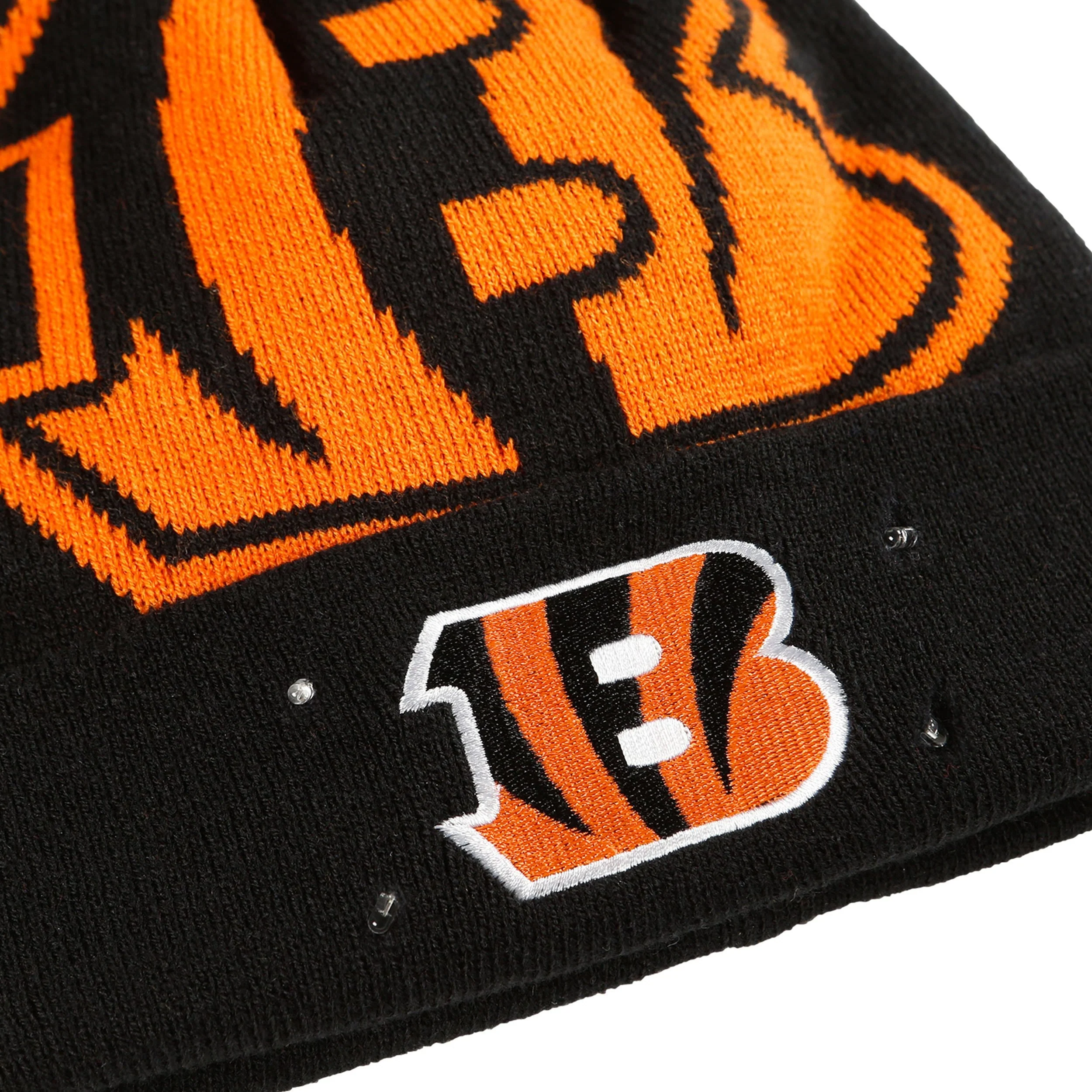 Cincinnati Bengals NFL Cropped Logo Light Up Knit Beanie - Image 3