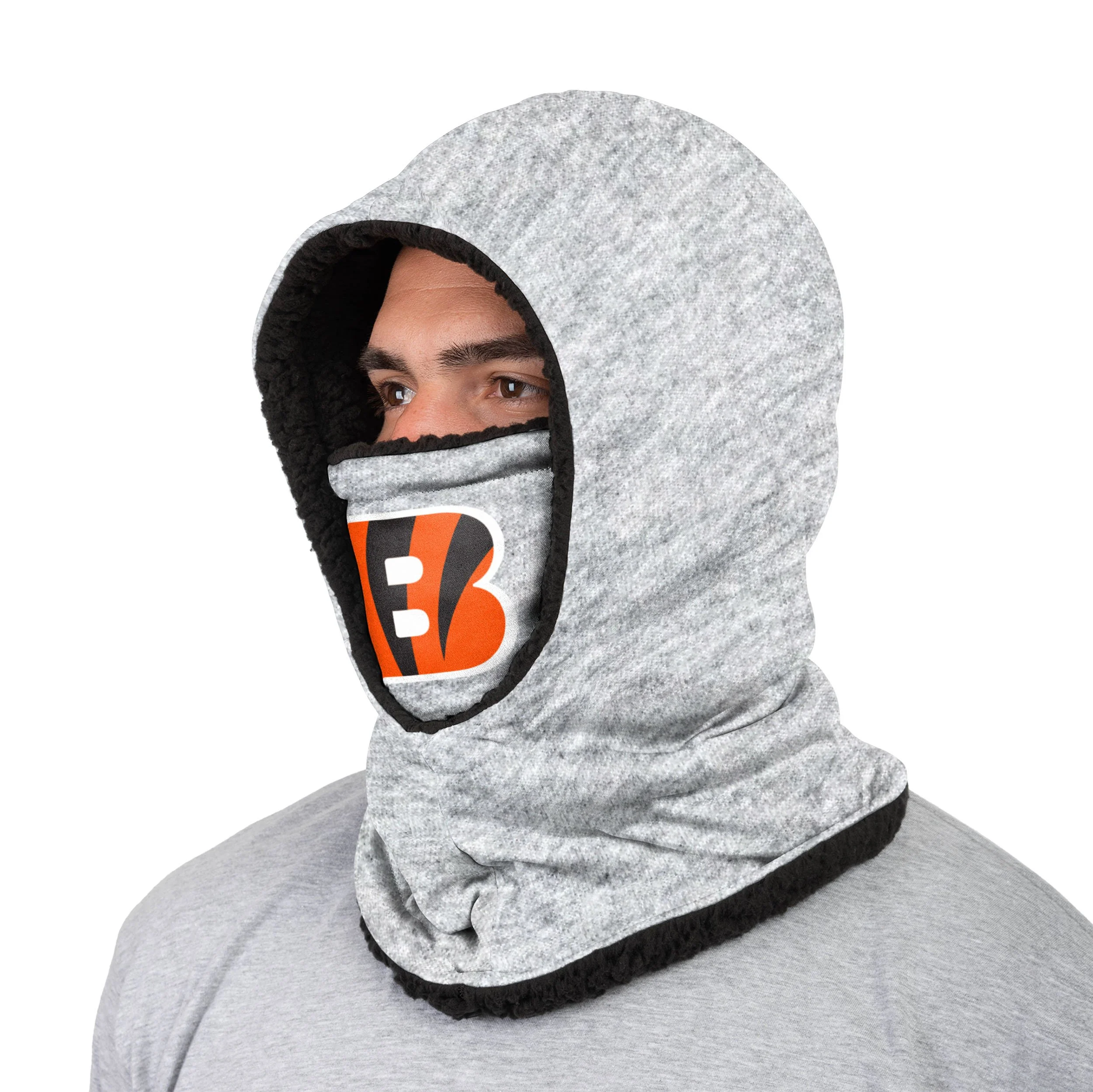 Cincinnati Bengals NFL Heather Grey Big Logo Hooded Gaiter - Image 2