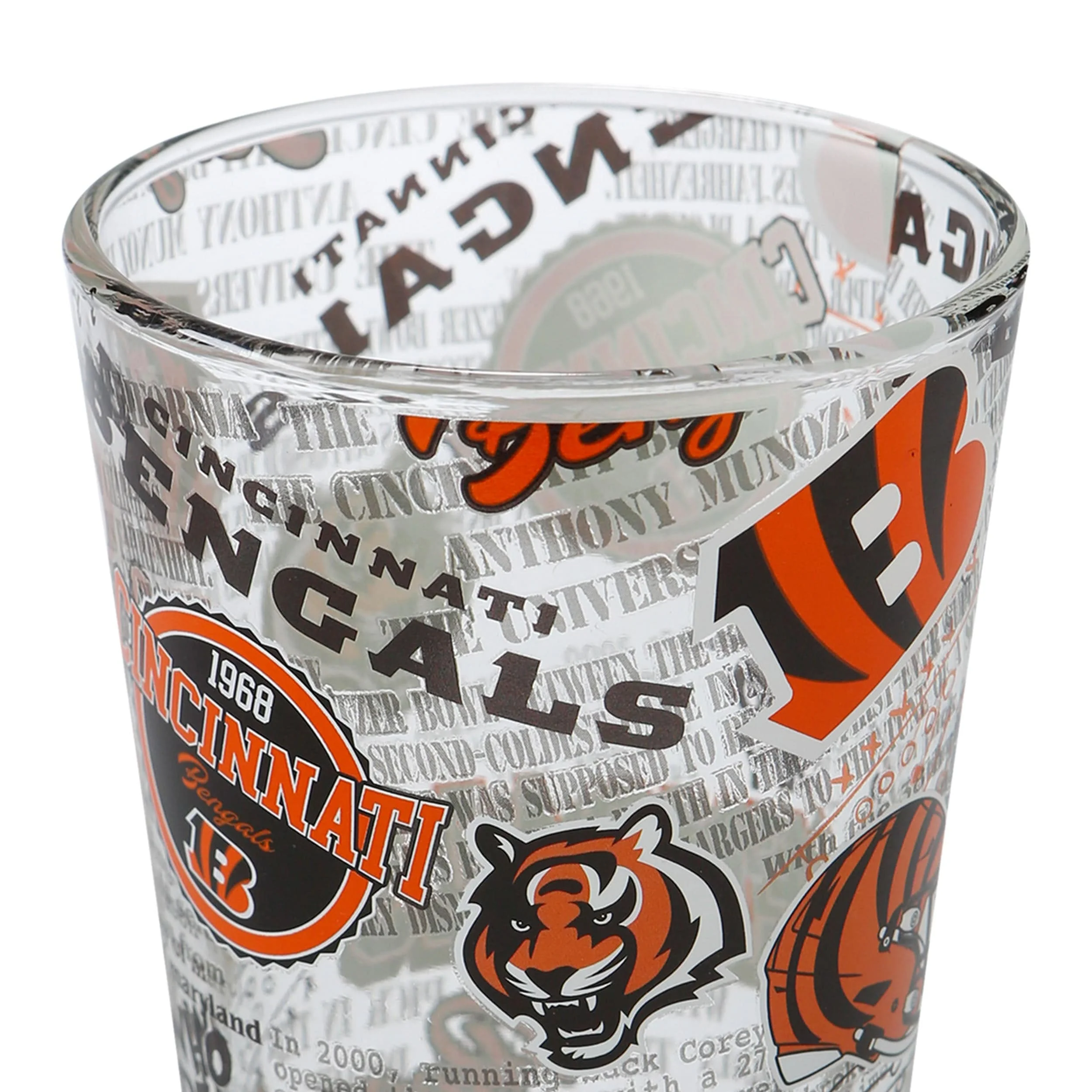 Cincinnati Bengals NFL Historic Print Pint Glass - Image 4