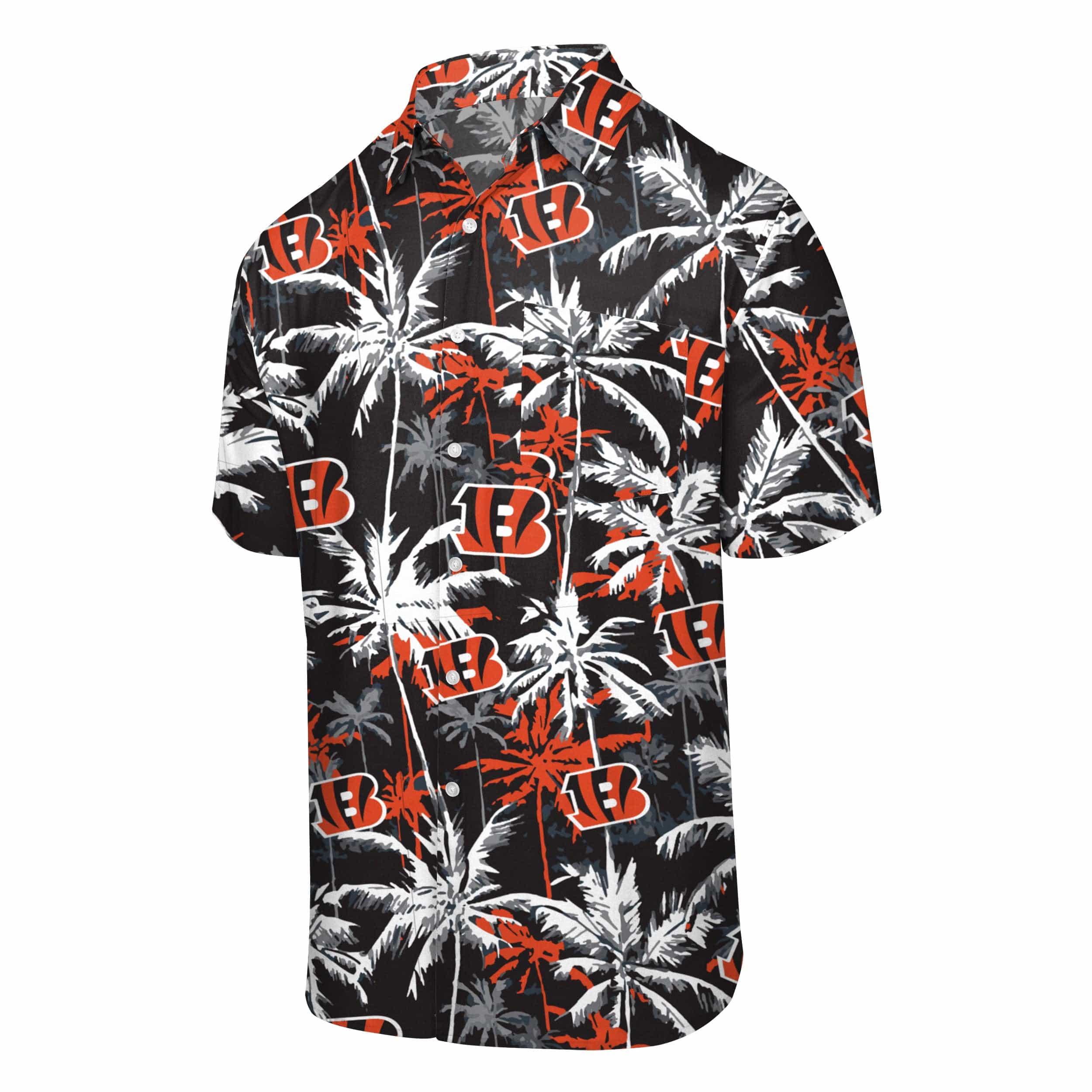 Cincinnati Bengals NFL Mens Black Floral Button Up Shirt - Image 4