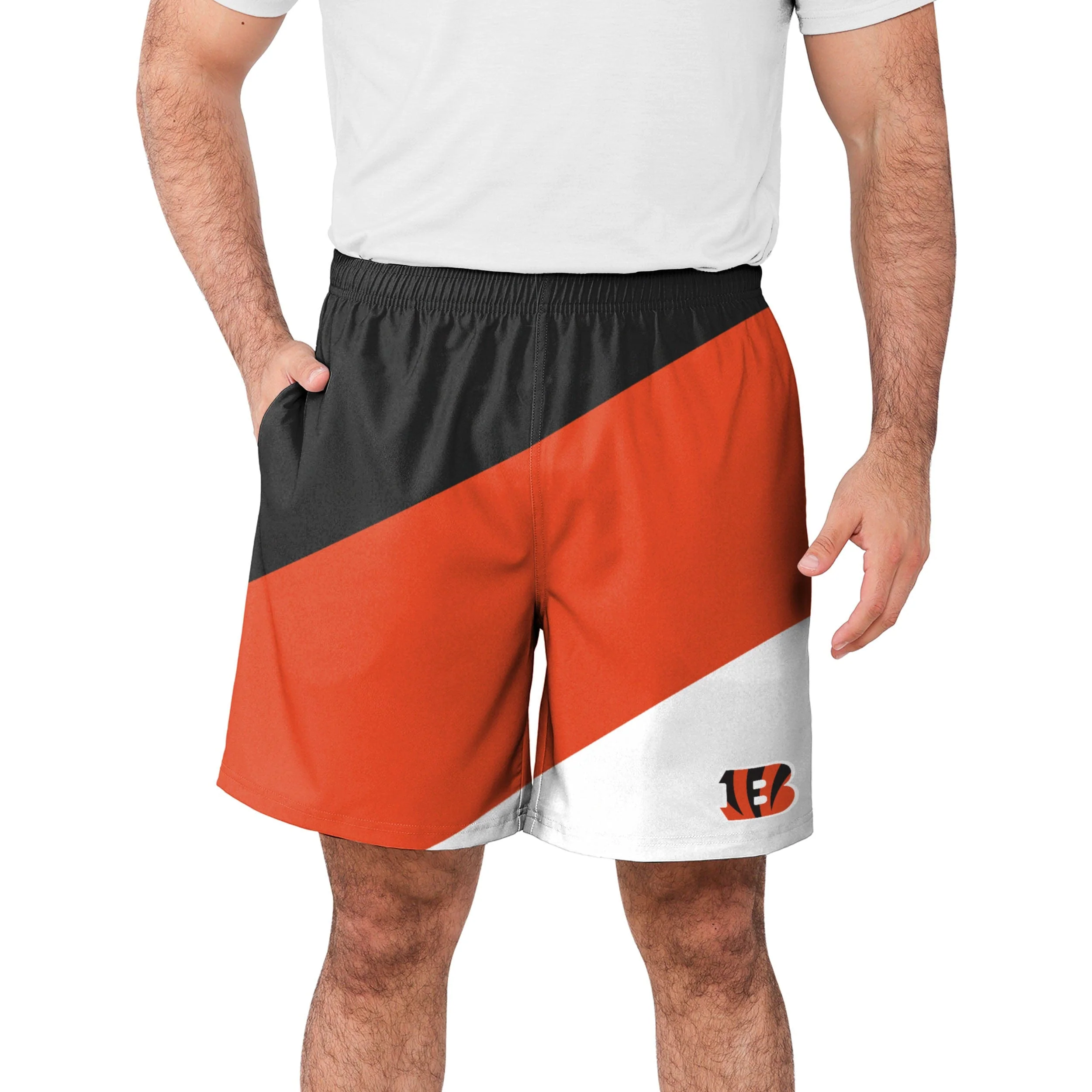 Cincinnati Bengals NFL Mens Colorblock Double Down Liner Training Shorts - Image 2