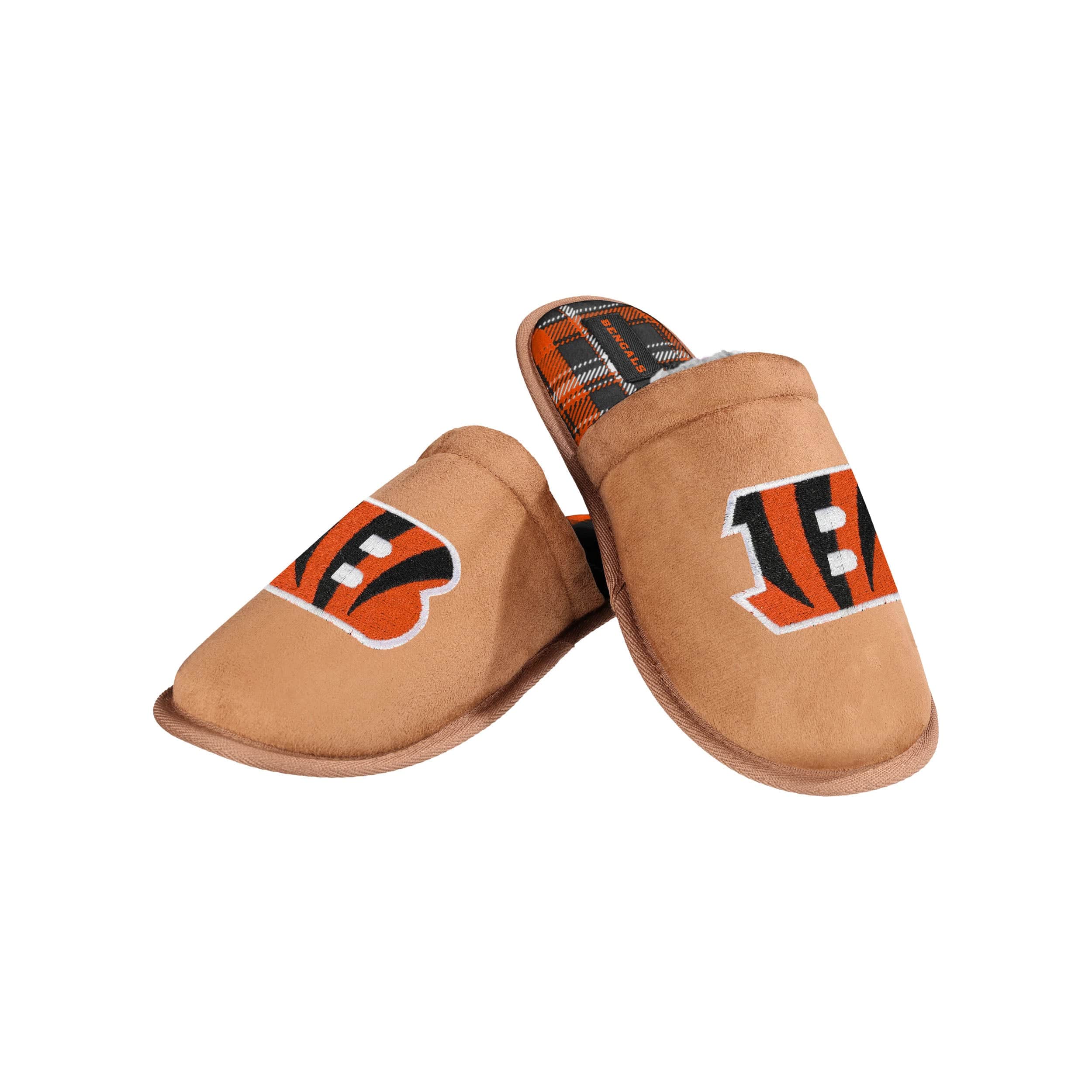 Cincinnati Bengals NFL Mens Flannel Lined Brown Suede Scuff Slipper - Image 3