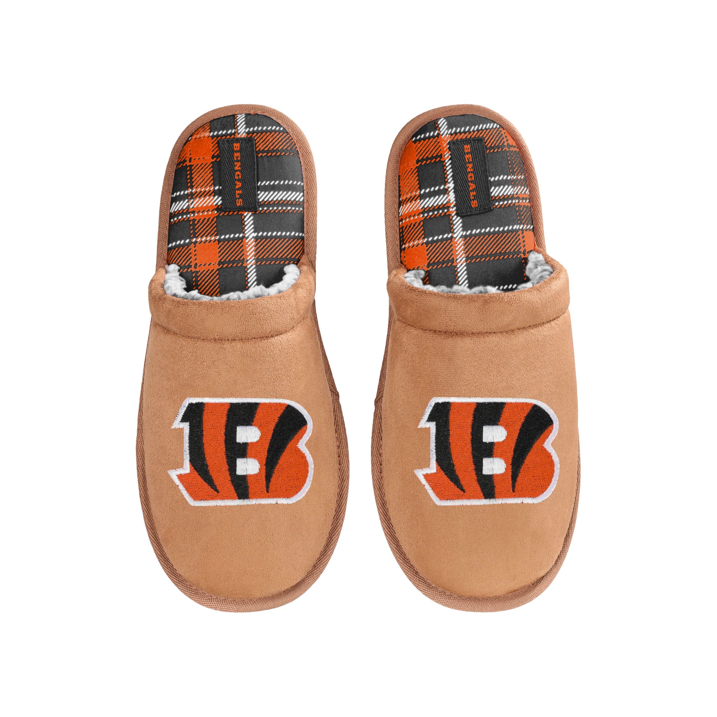 Cincinnati Bengals NFL Mens Flannel Lined Brown Suede Scuff Slipper - Image 4