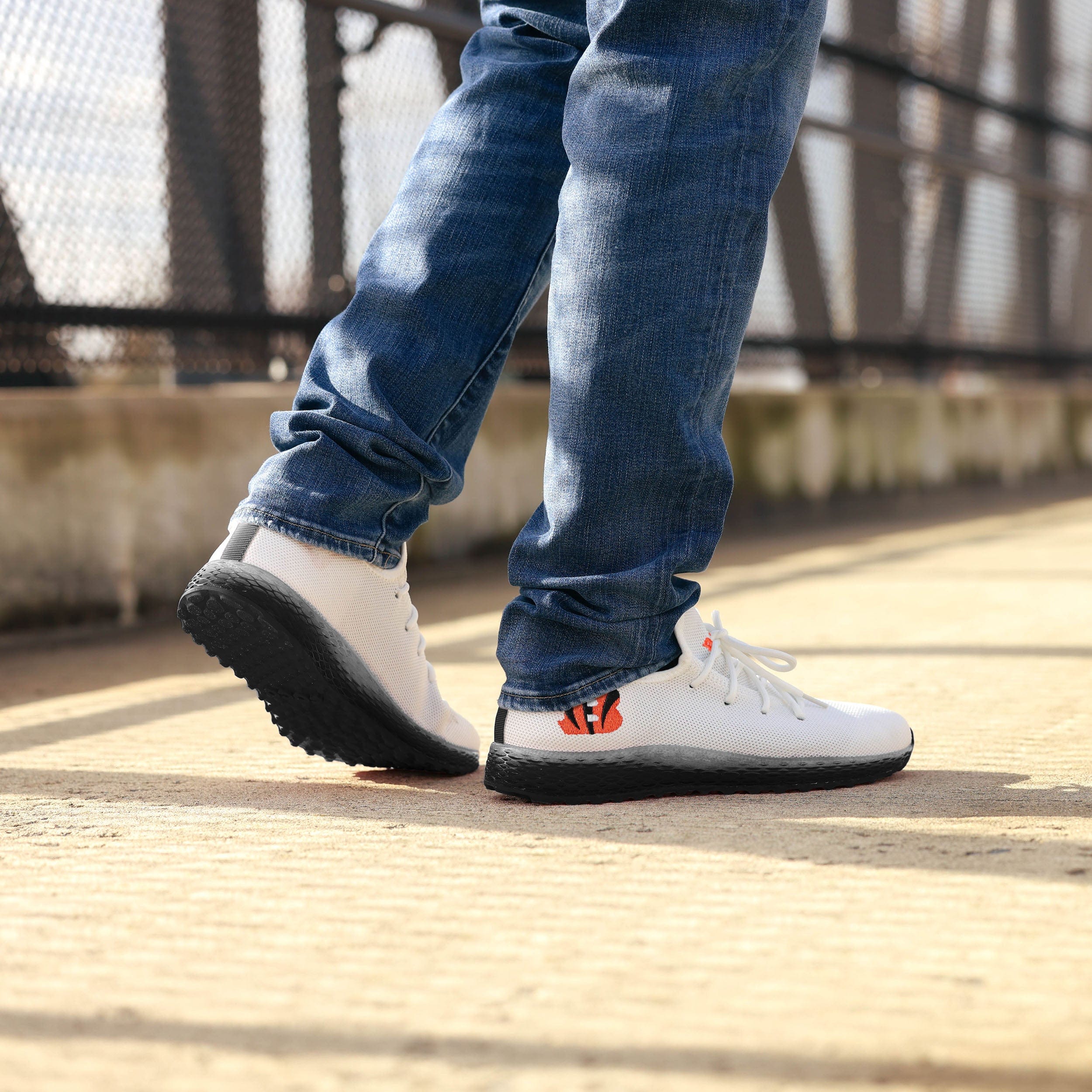 Cincinnati Bengals NFL Mens Gradient Midsole White Sneakers - Image 3