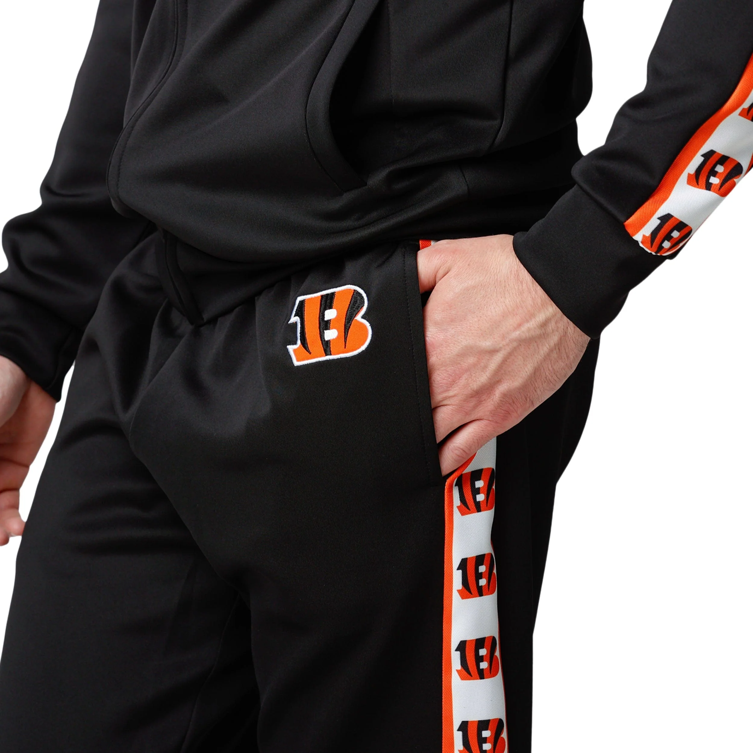 Cincinnati Bengals NFL Mens Stripe Logo Track Pants - Image 3