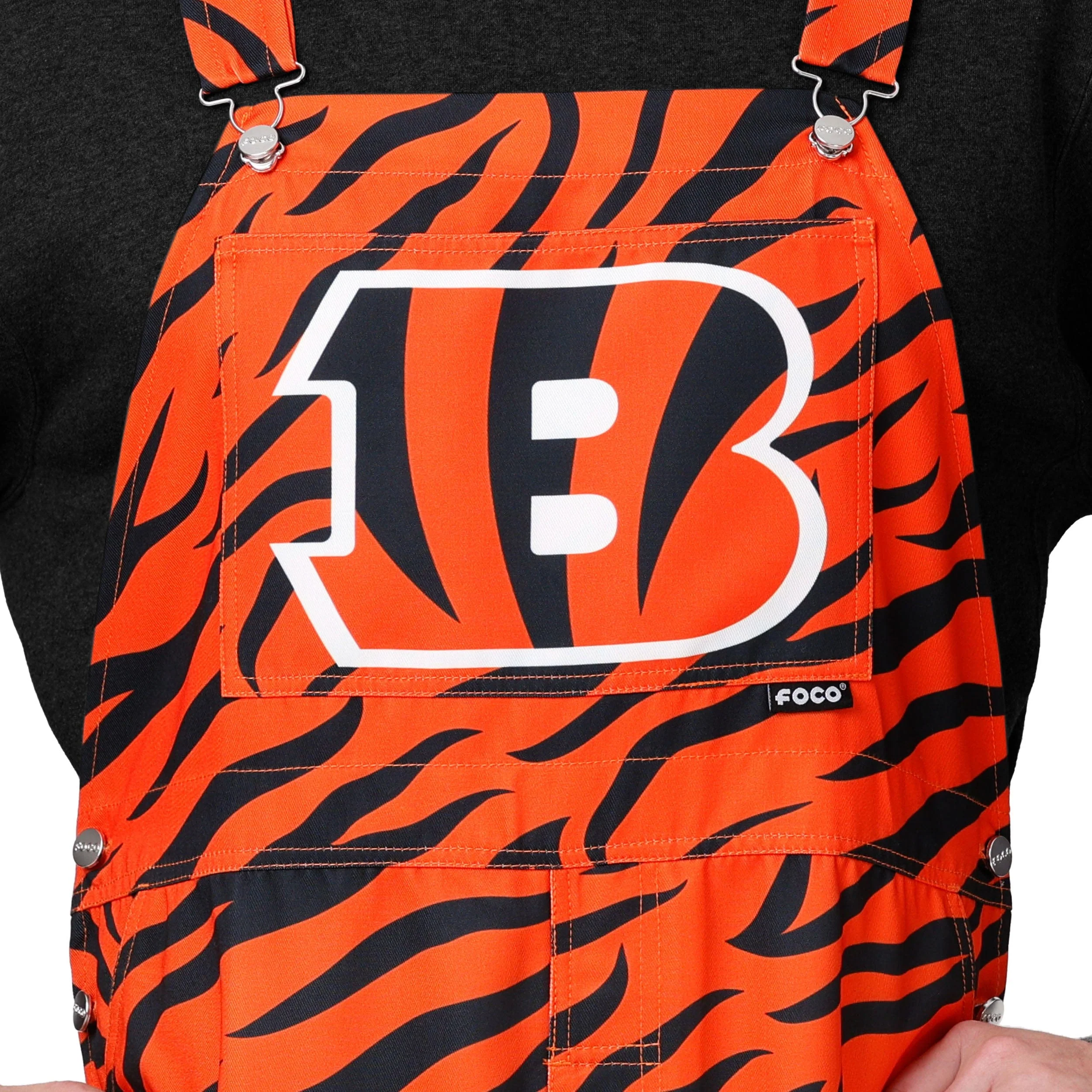 Cincinnati Bengals NFL Mens Tiger Stripe Thematic Bib Overalls - Image 4
