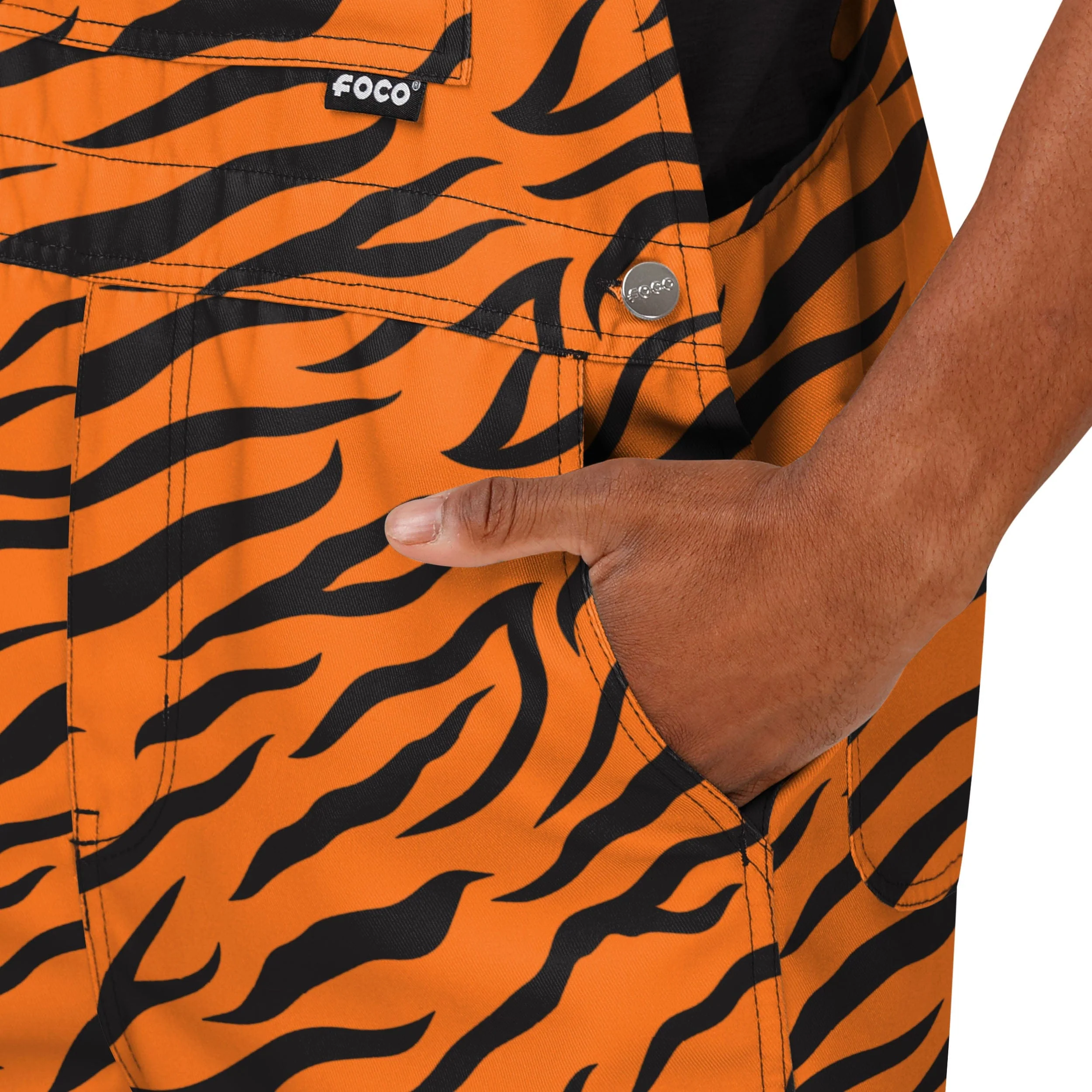 Cincinnati Bengals NFL Mens Tiger Stripe Thematic Bib Shortalls - Image 5