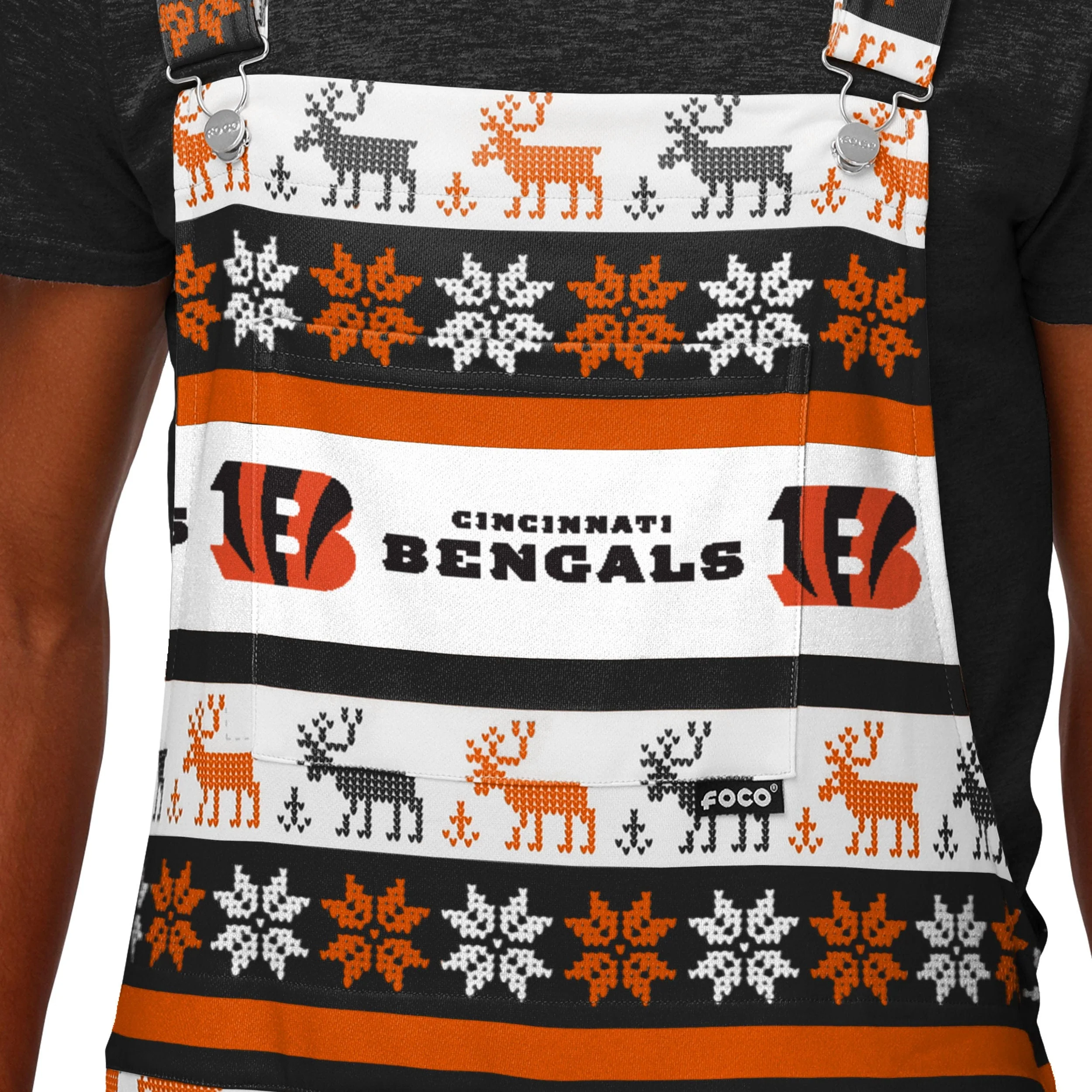 Cincinnati Bengals NFL Mens Ugly Home Gating Bib Overalls - Image 4