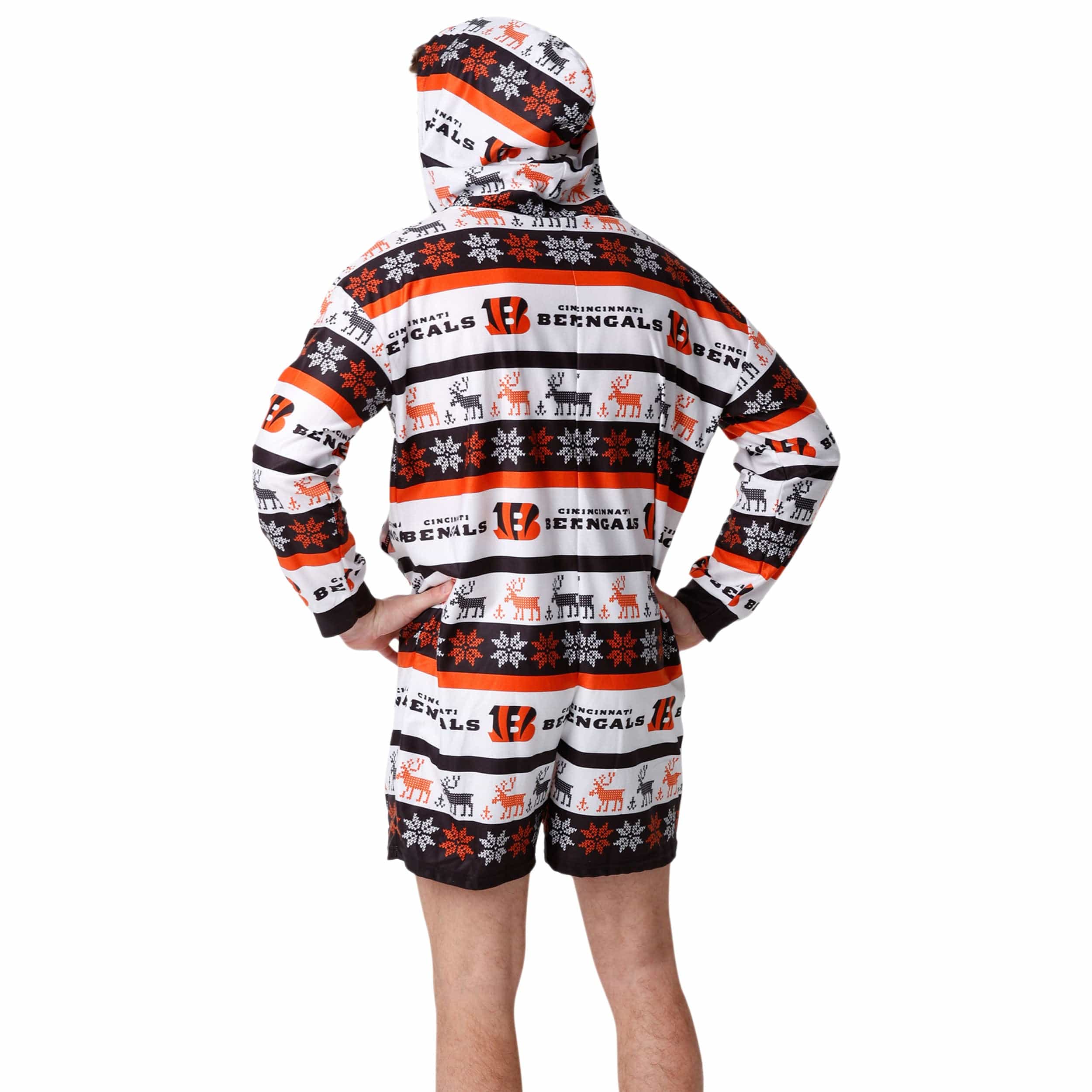 Cincinnati Bengals NFL Mens Ugly Short One Piece Pajamas - Image 2