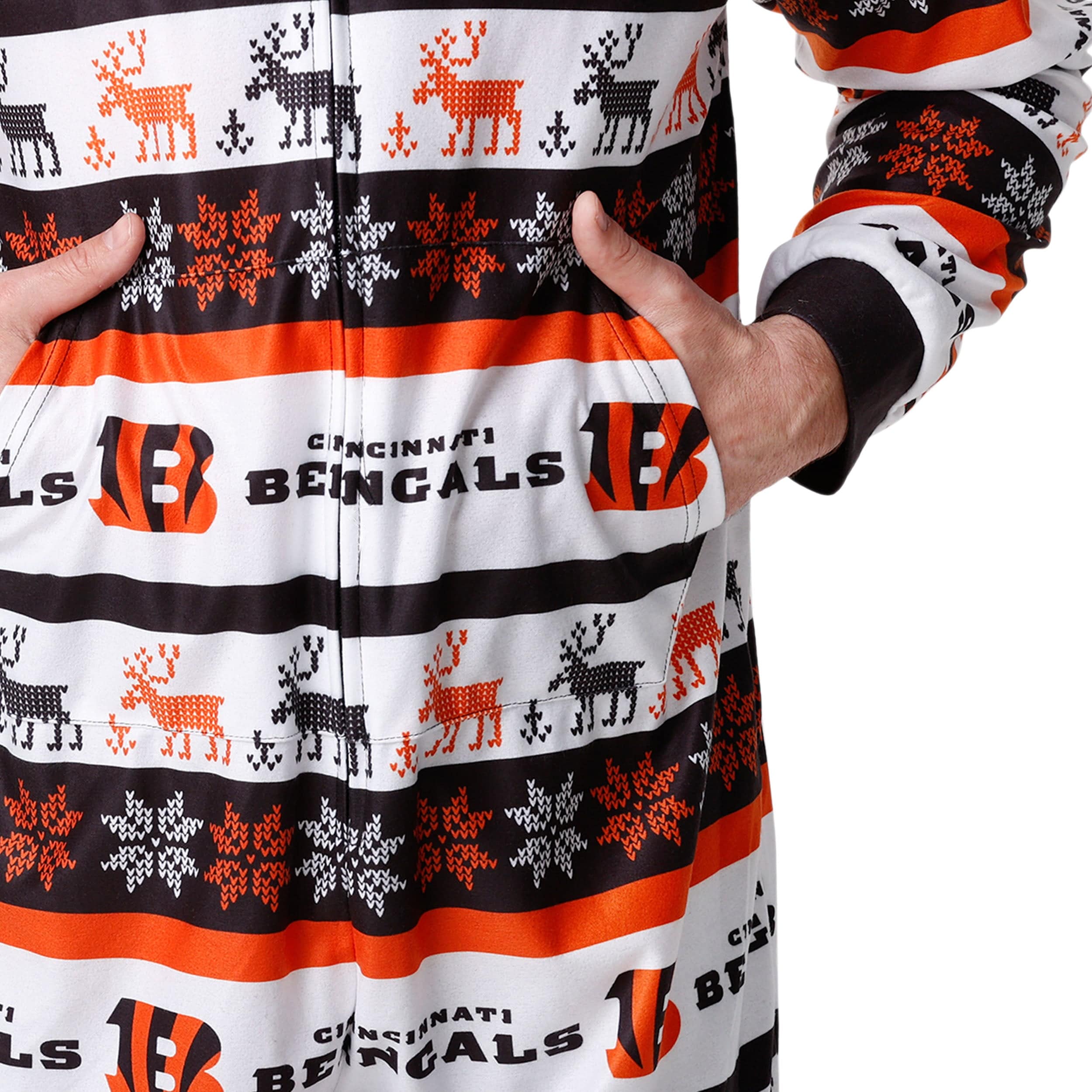 Cincinnati Bengals NFL Mens Ugly Short One Piece Pajamas - Image 4