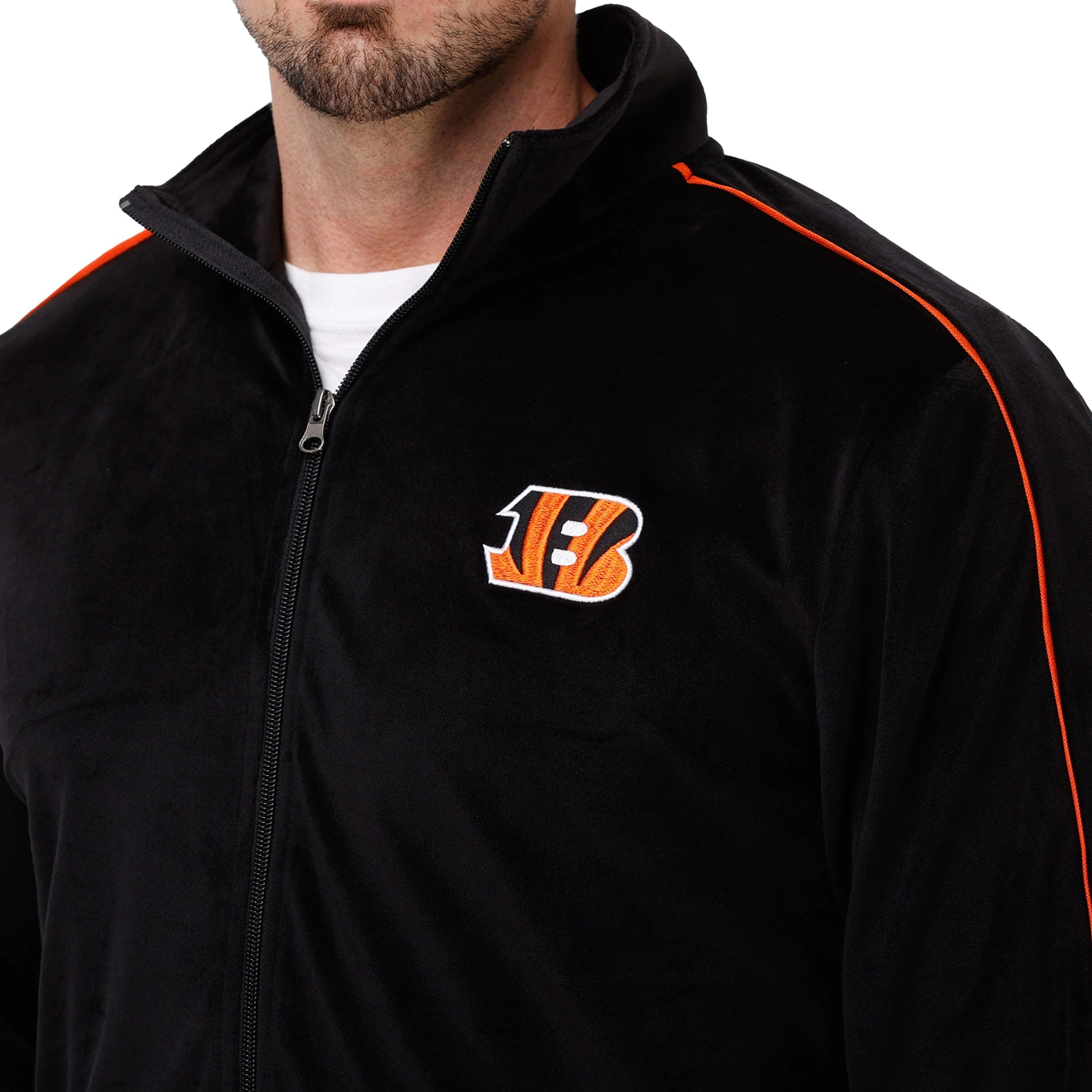 Cincinnati Bengals NFL Mens Velour Zip Up Top - Image 3