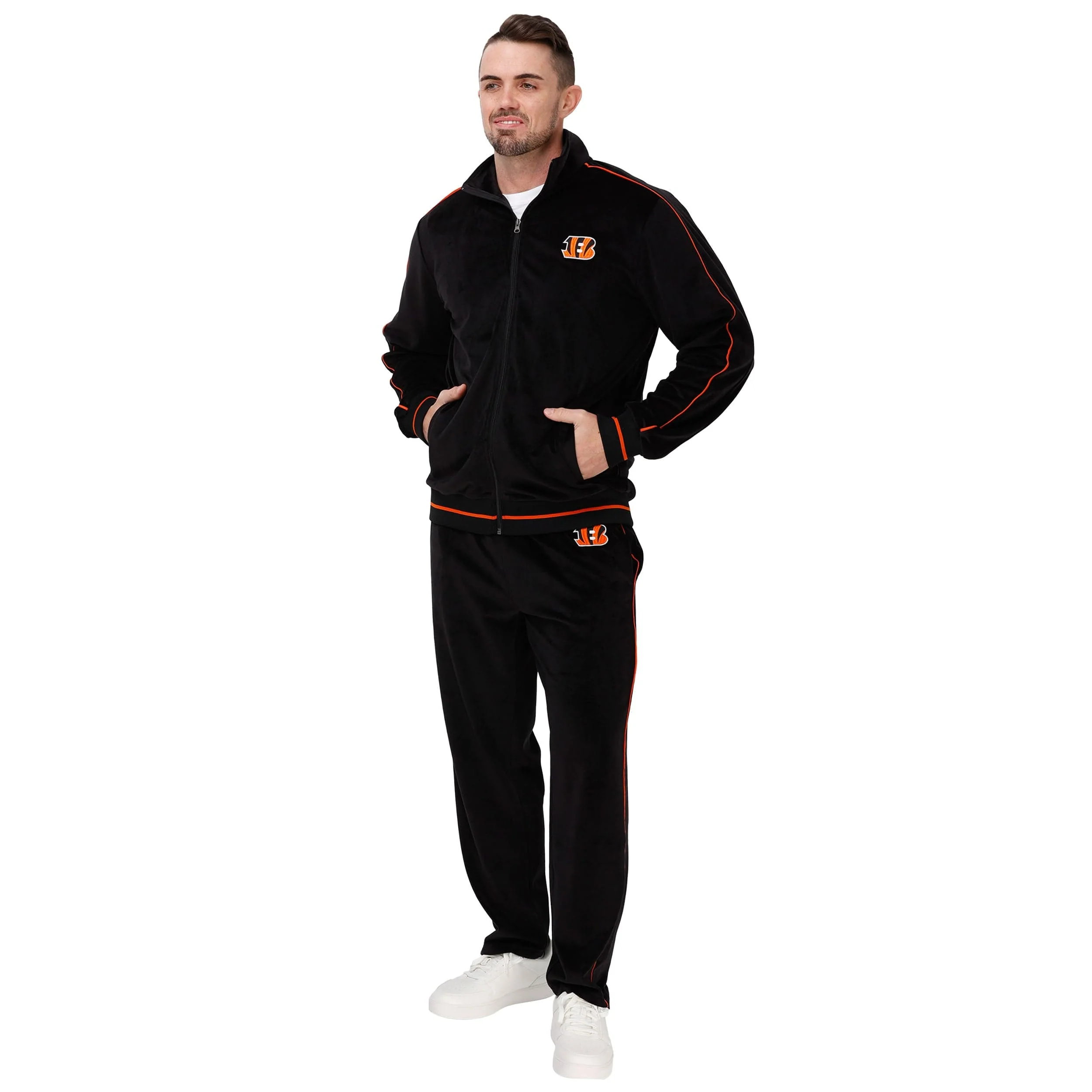 Cincinnati Bengals NFL Mens Velour Zip Up Top - Image 5