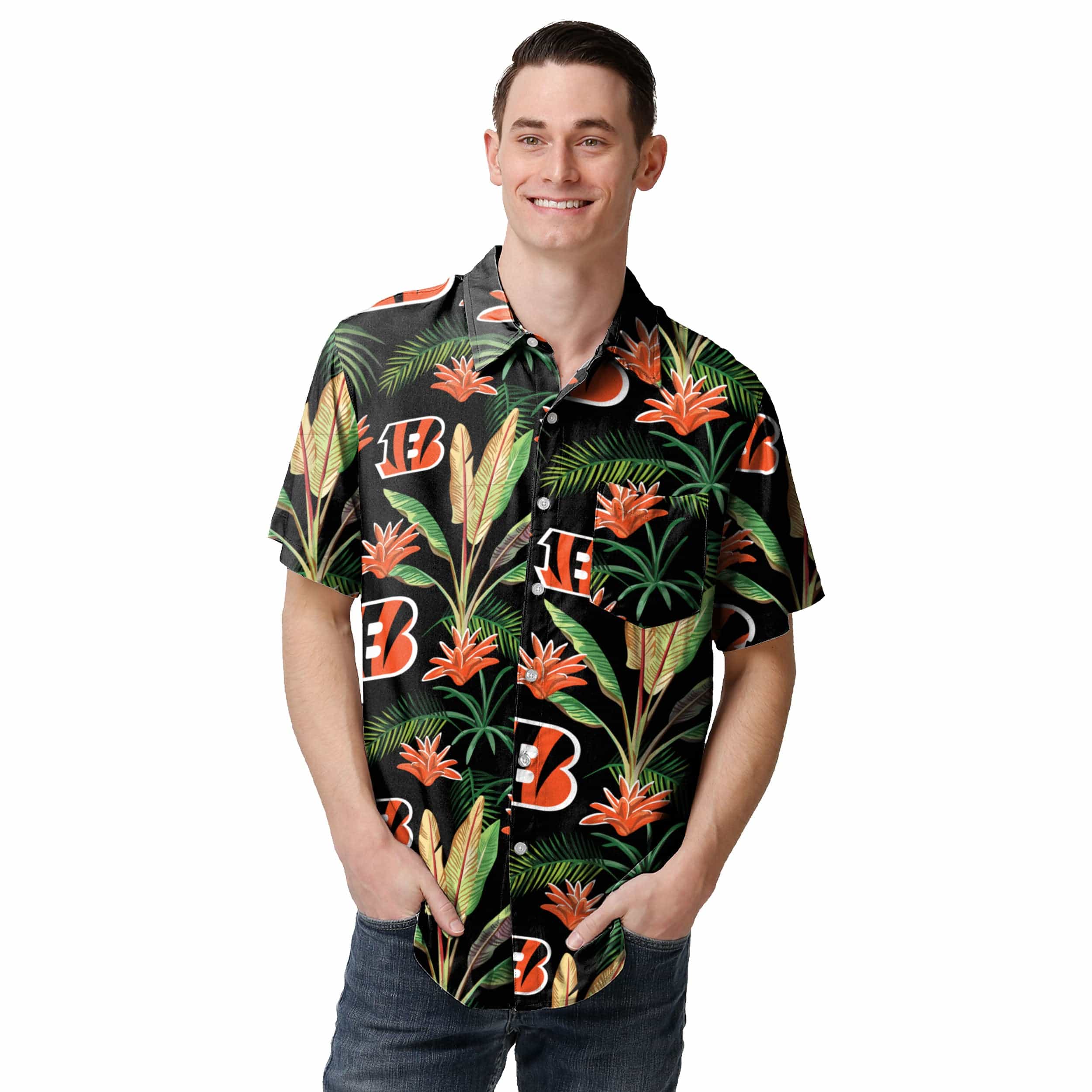 Cincinnati Bengals NFL Mens Victory Vacay Button Up Shirt - Image 2