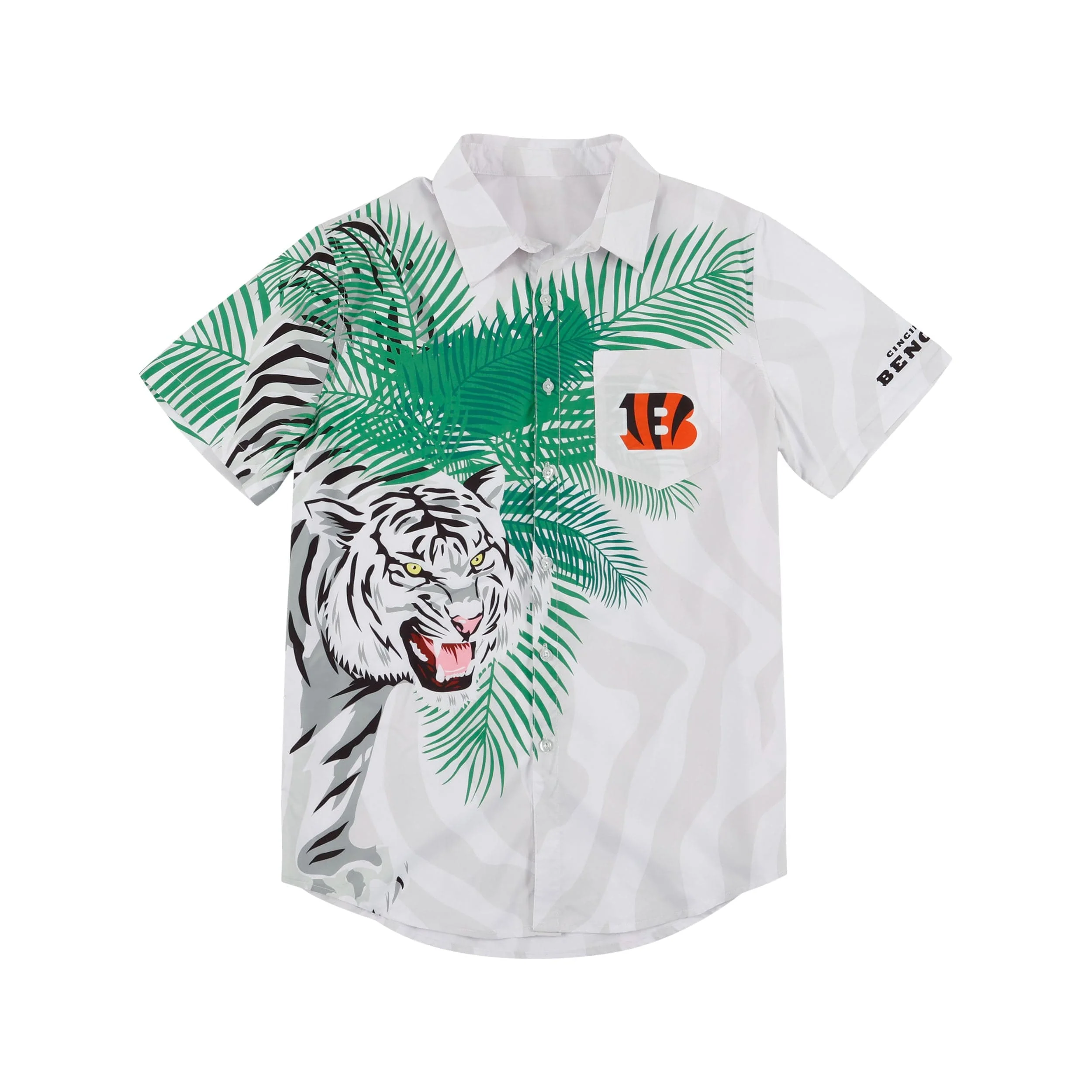 Cincinnati Bengals NFL Mens White Stripe Button Up Shirt