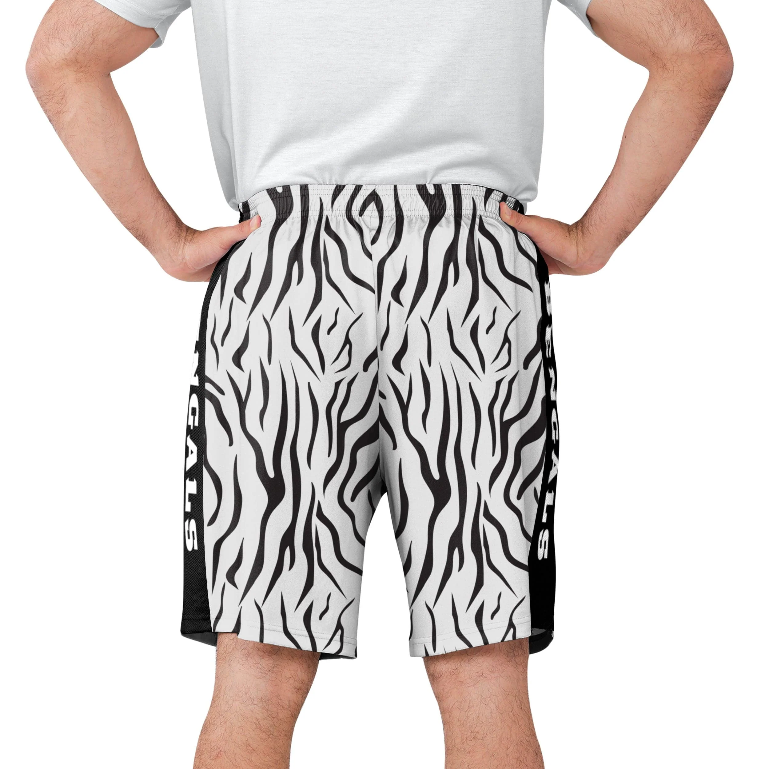 Cincinnati Bengals NFL Mens White Stripe Training Shorts - Image 3